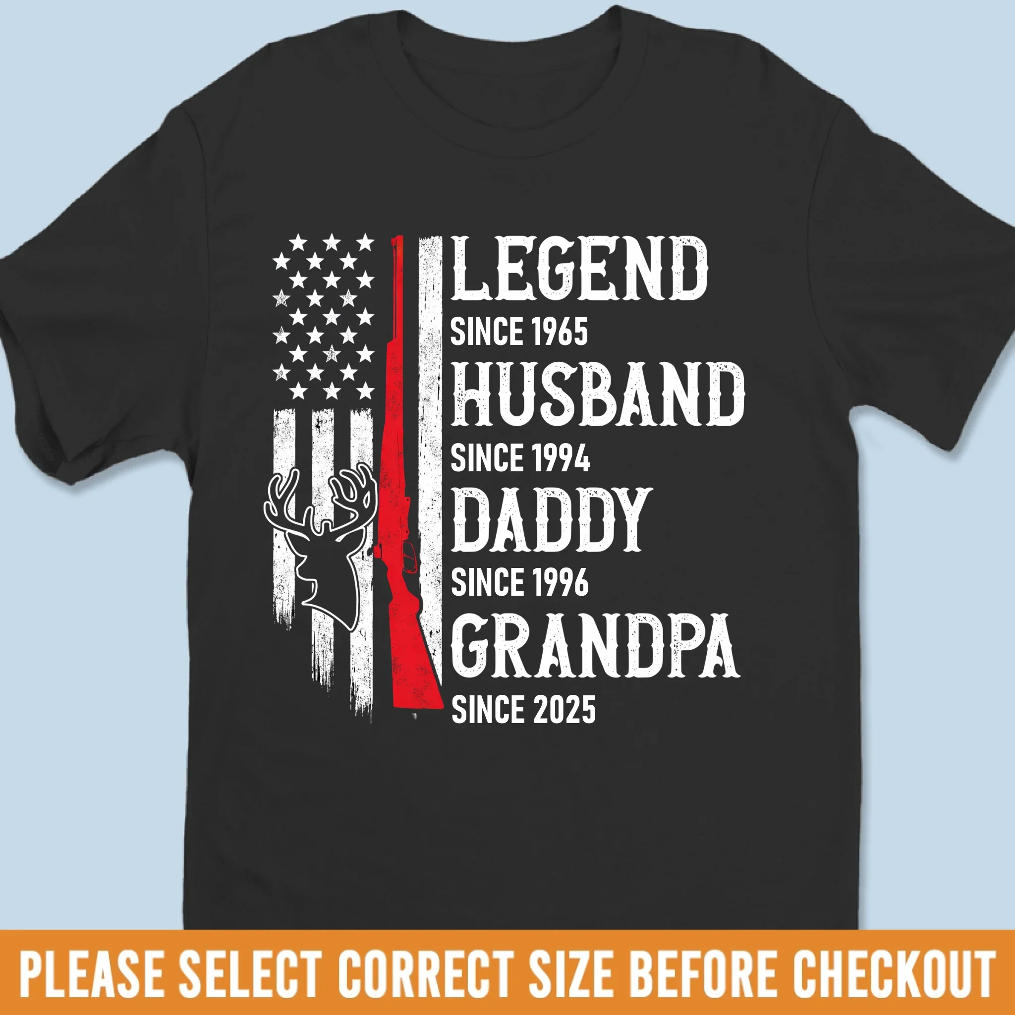 Custom Hunting Unisex T-shirt, Premium T-shirt, Hoodie - Personalized 4th Of July Gifts For Dad, Grandpa, Husband - Chasing Freedom And Game - Image 2