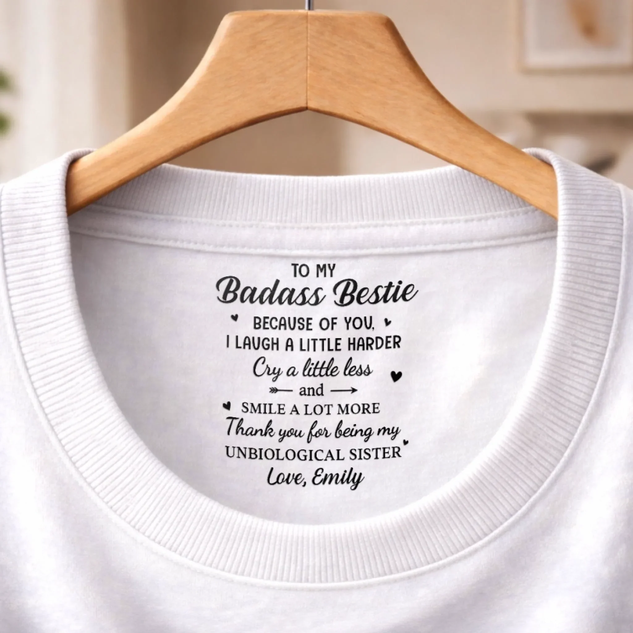 Custom Inside Neck Print T-Shirt - Personalized Best Friend Birthday Gifts For Women, Besties, Sisters, BFF - Soul Sister, No DNA Needed - Image 11
