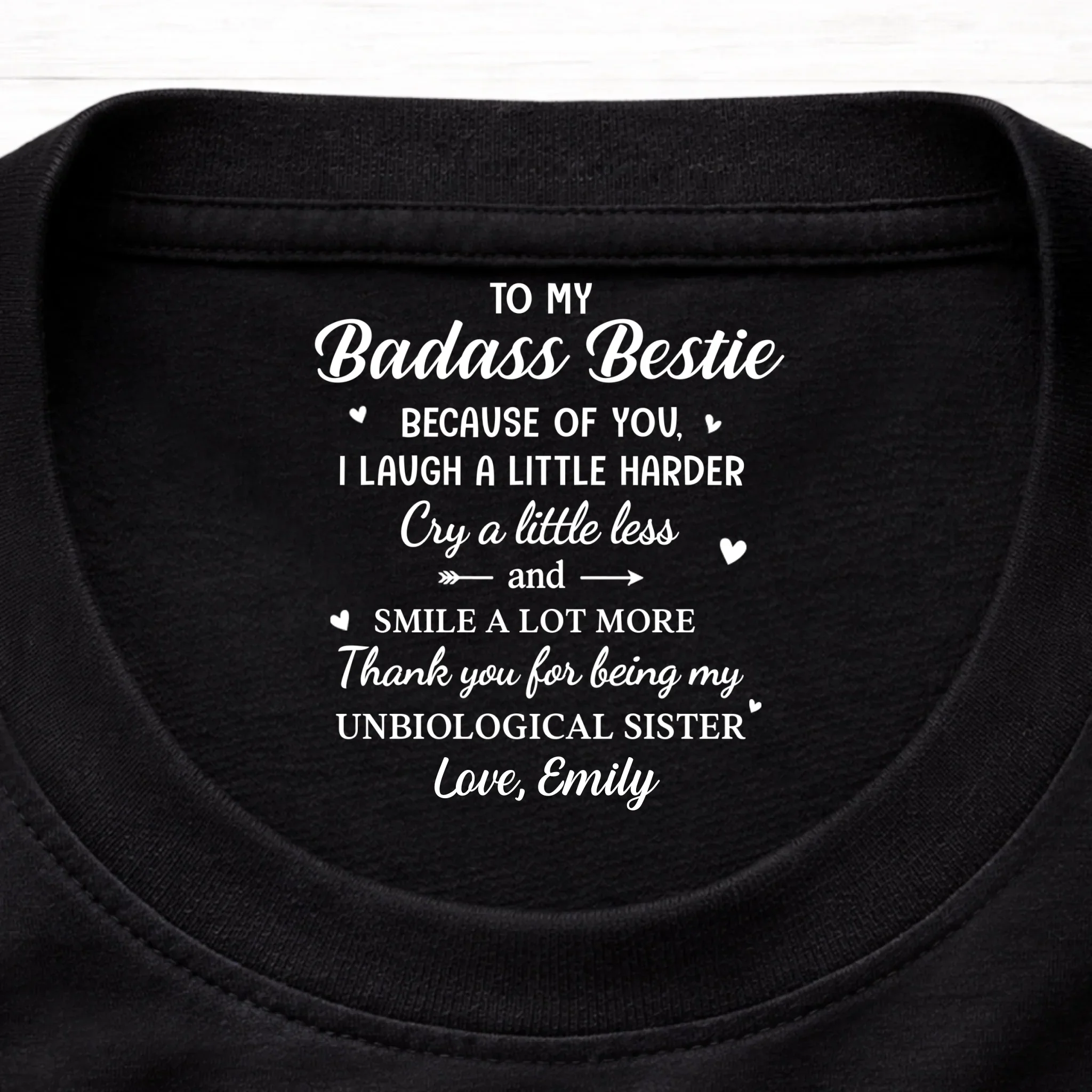 Custom Inside Neck Print T-Shirt - Personalized Best Friend Birthday Gifts For Women, Besties, Sisters, BFF - Soul Sister, No DNA Needed - Image 2