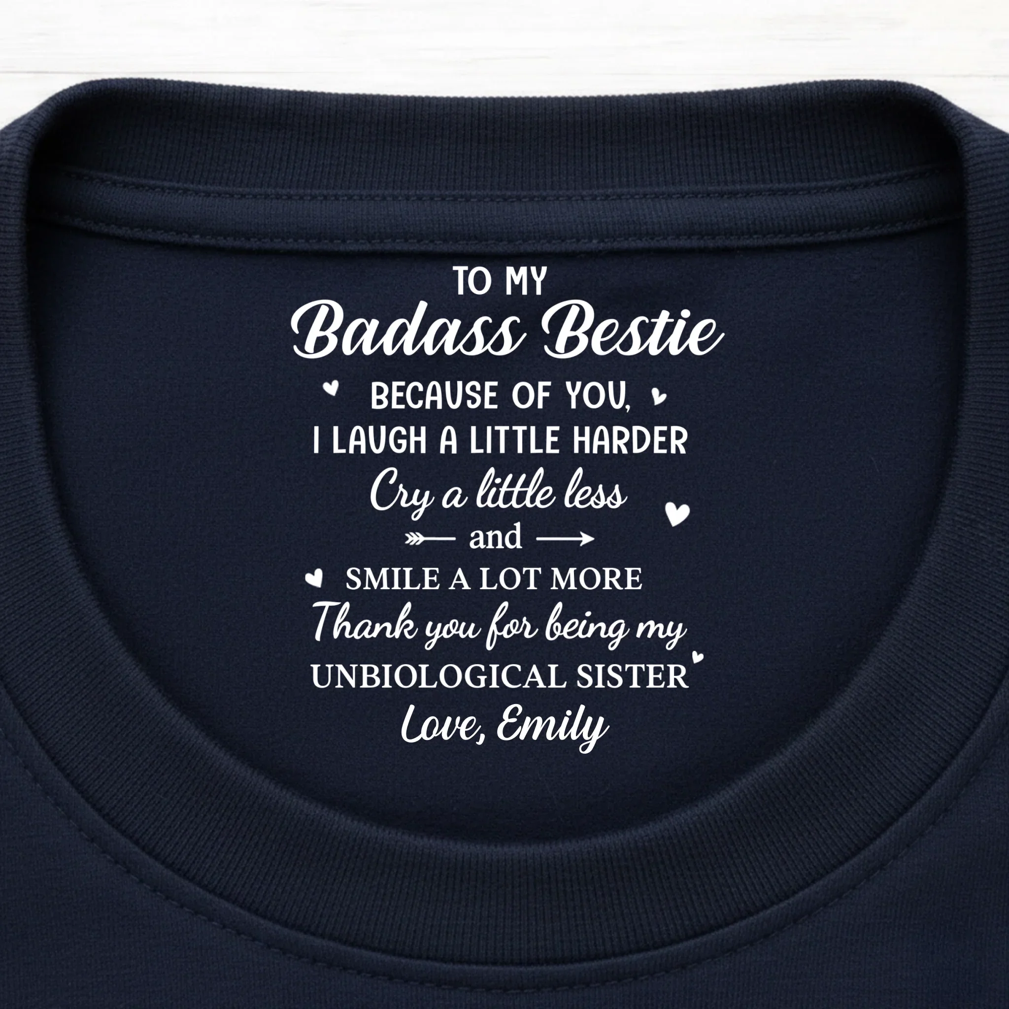 Custom Inside Neck Print T-Shirt - Personalized Best Friend Birthday Gifts For Women, Besties, Sisters, BFF - Soul Sister, No DNA Needed - Image 4