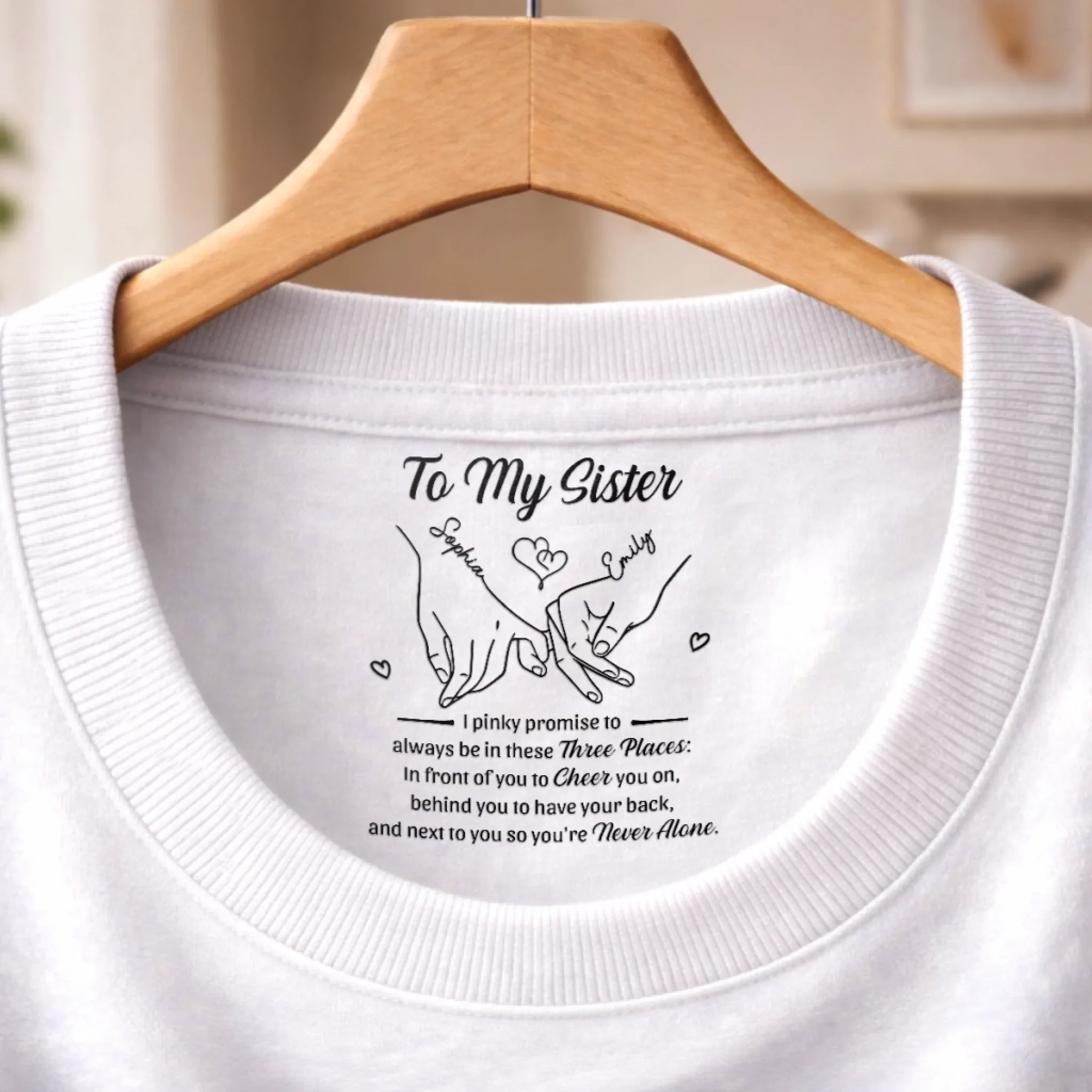 Custom Inside Neck Print T-Shirt - Personalized Best Friend Birthday Gifts For Women, Besties, Sisters, BFF  - You’re My Forever Person - Image 11