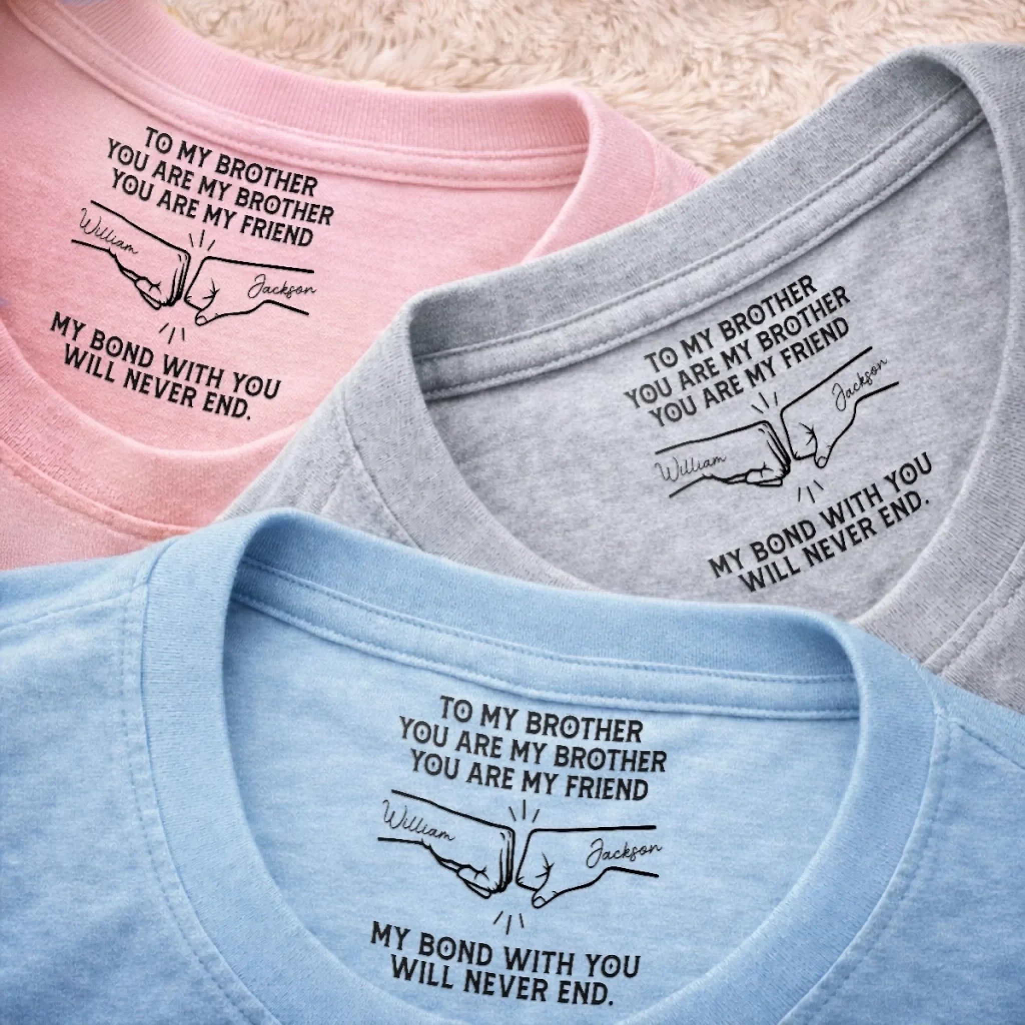 Custom Inside Neck Print T-Shirt - Personalized Birthday Gifts For Brother - Brother Always By My Side - Image 16