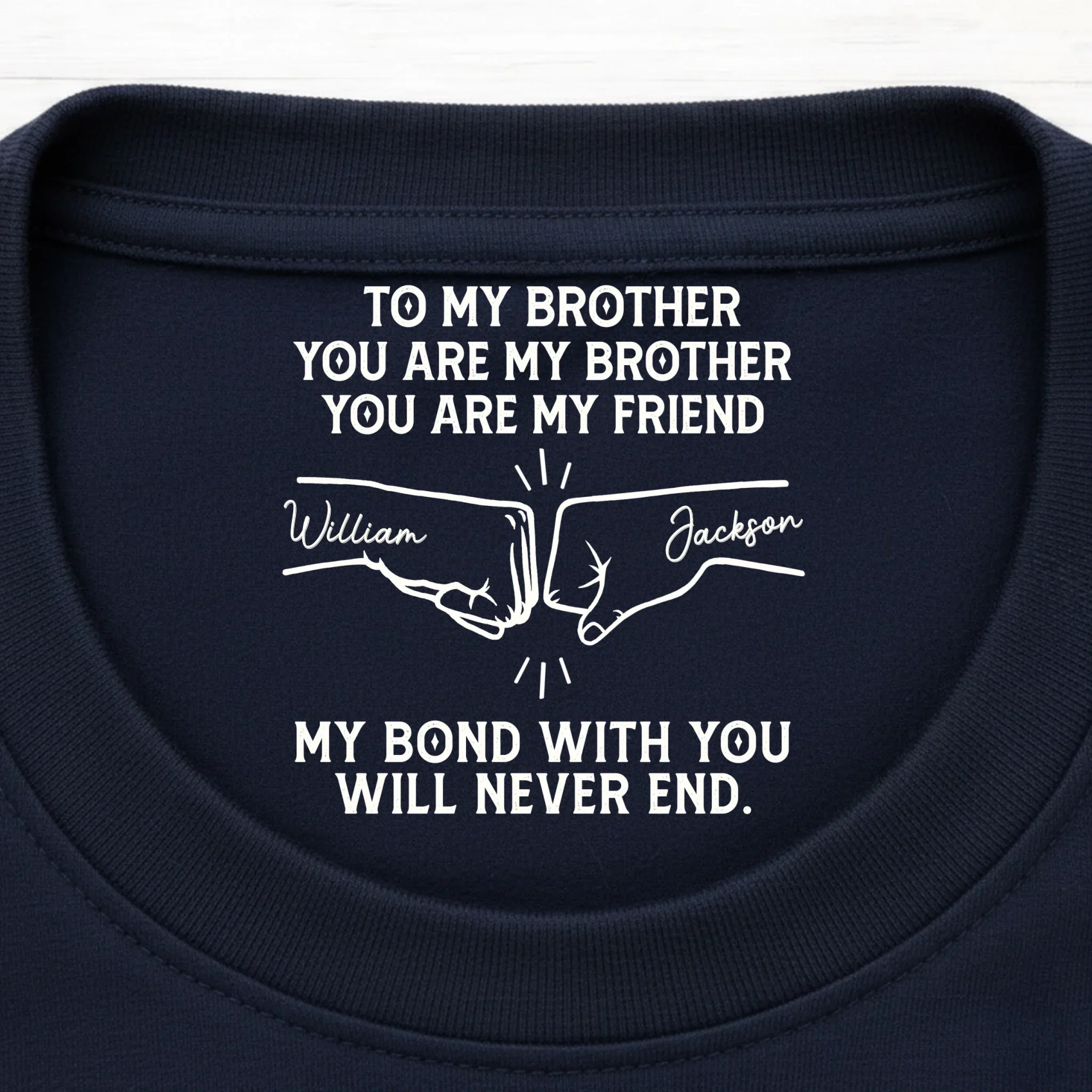 Custom Inside Neck Print T-Shirt - Personalized Birthday Gifts For Brother - Brother Always By My Side - Image 4