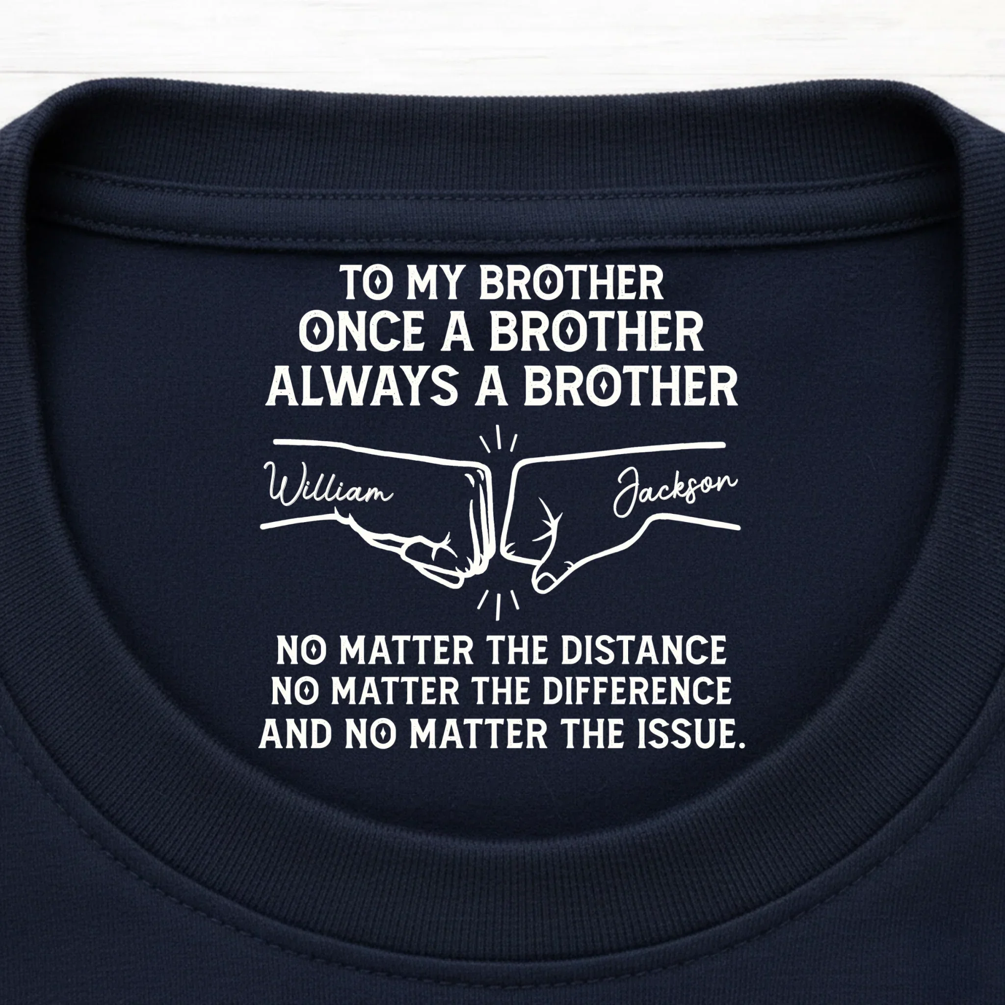 Custom Inside Neck Print T-Shirt - Personalized Birthday Gifts For Brother - Forever Proud To Be Brothers - Image 4
