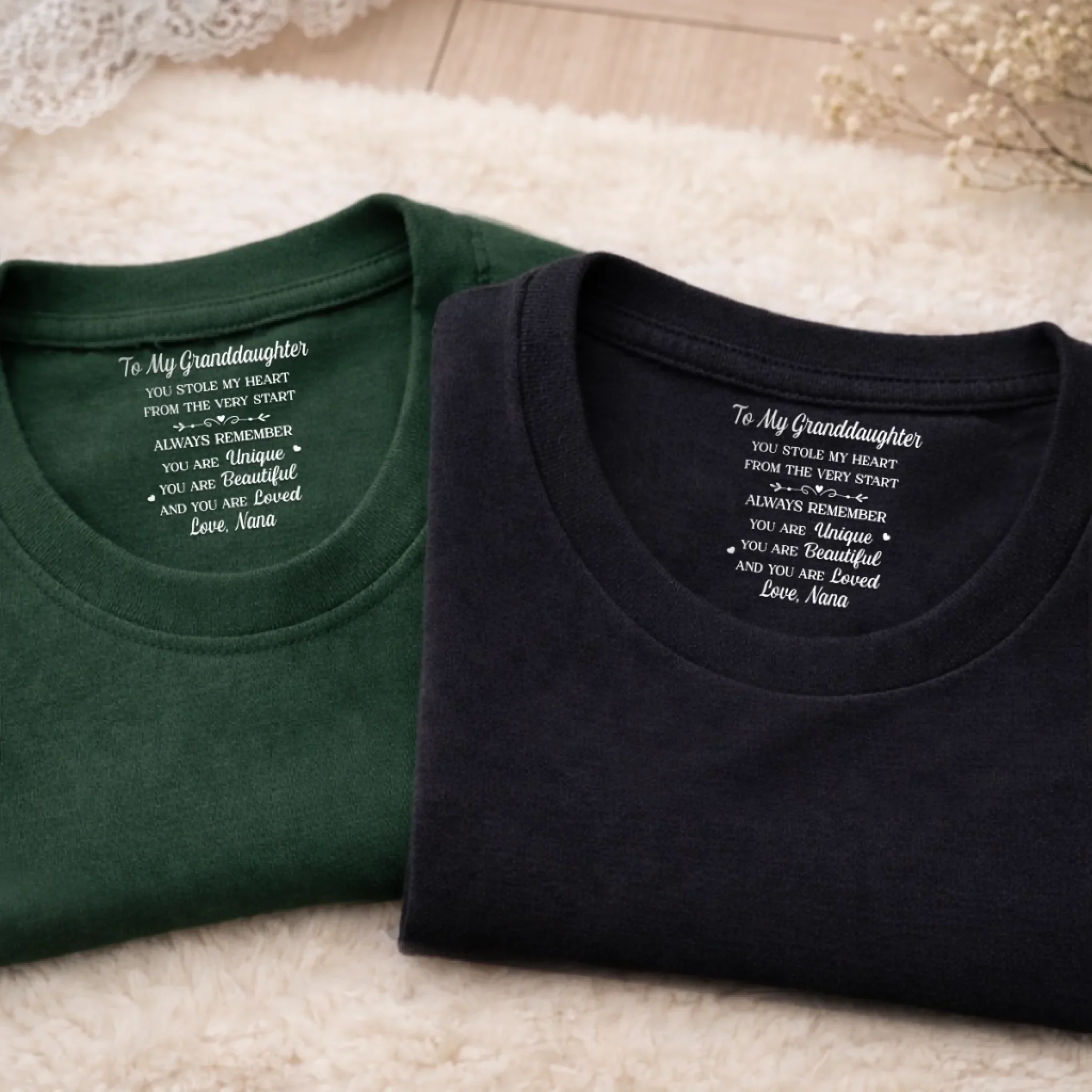 Custom Inside Neck Print T-Shirt - Personalized Birthday Gifts For Granddaughter - Beautiful Inside And Out - Image 13