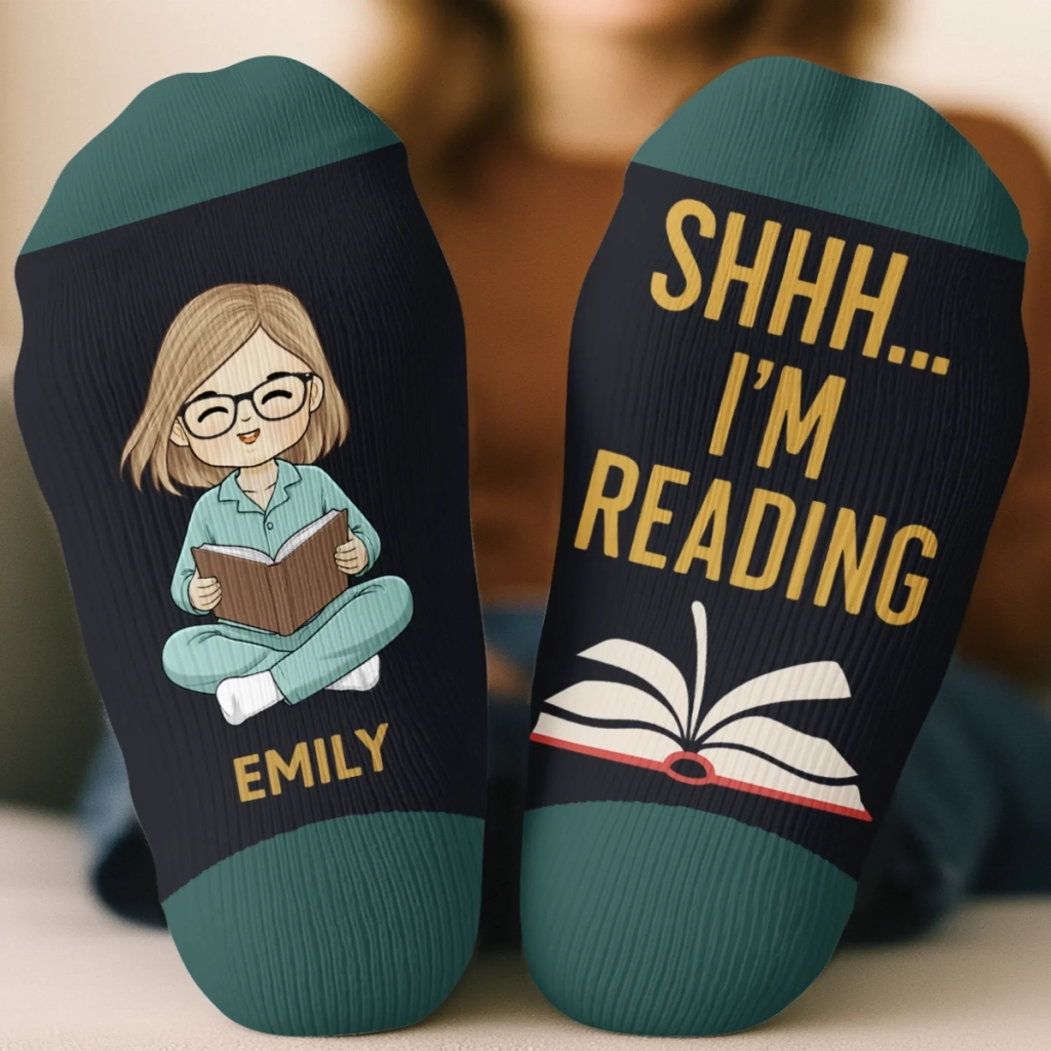 Custom Kids Crew Socks - Personalized Bookish Gifts For Book Lovers, Bookworms, Readers - My Reading Game - Image 4