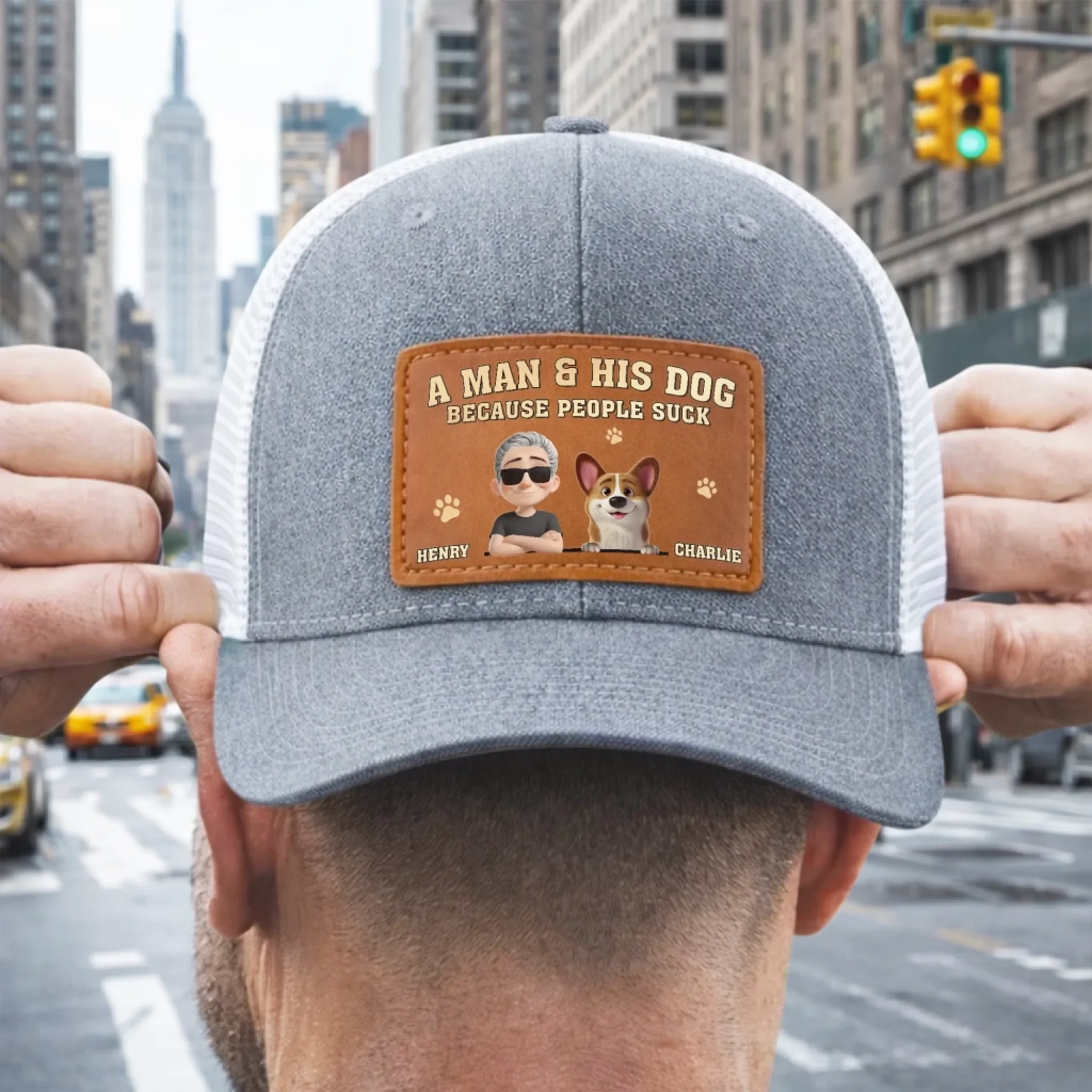 Custom Leather Patch Hat - Personalized Father's Day Birthday Gifts For Dog Lovers, Dog Dad And Mom - Dog Dad Off Duty - Image 2