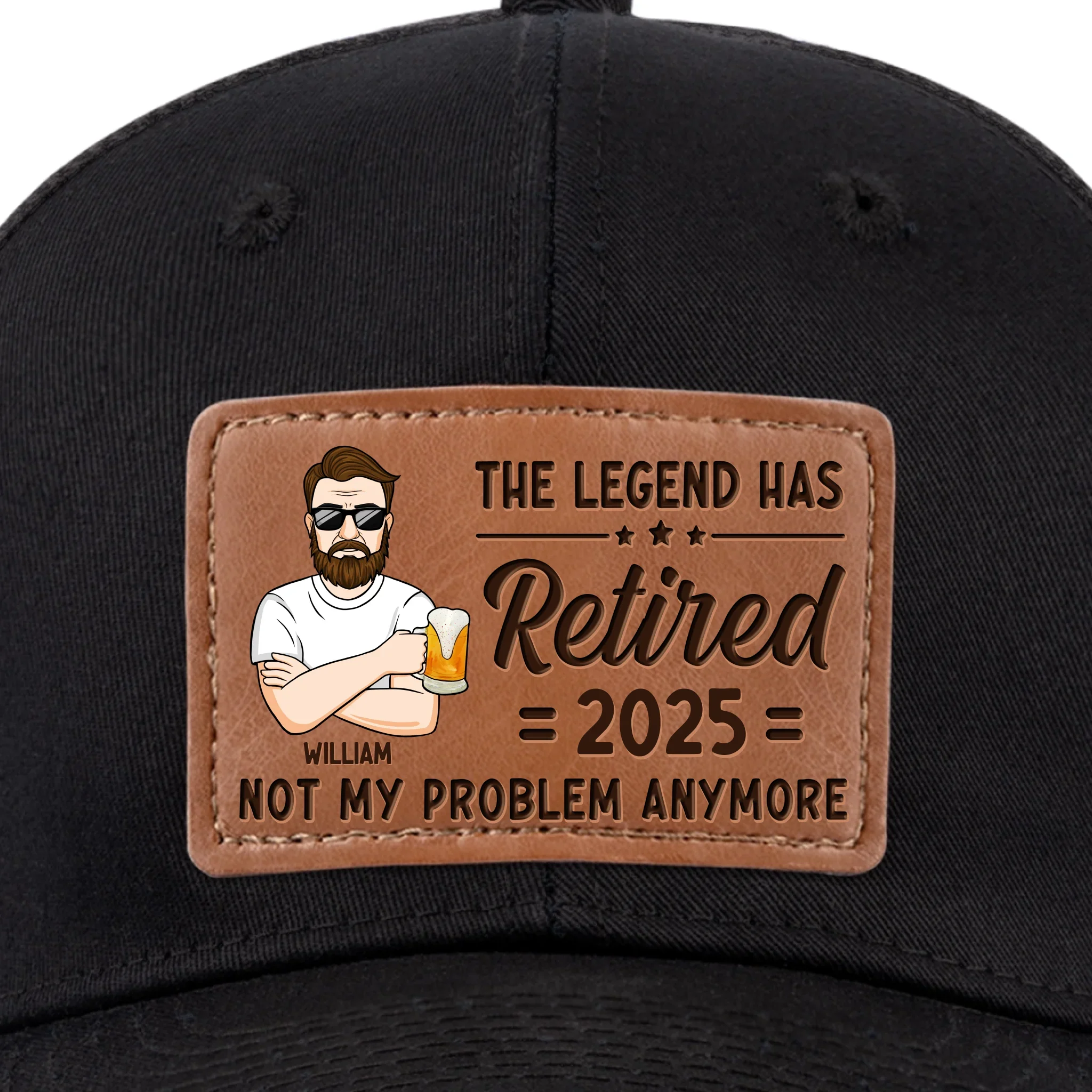 Custom Leather Patch Hat - Personalized Retirement Gifts For Women, Men - Not My Problem Anymore - Image 12