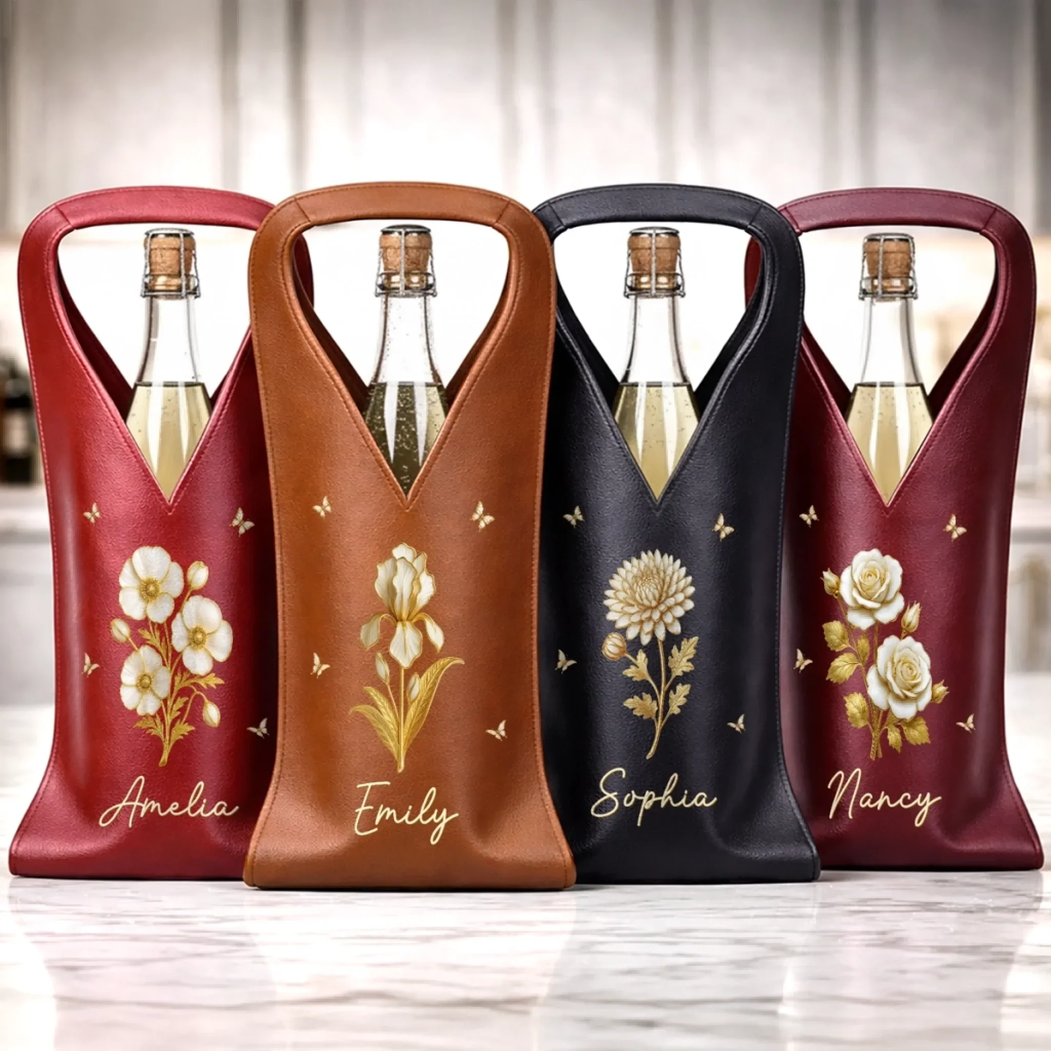Custom Leather Wine Bag - Personalized Best Friend Birthday Gifts For Women, Besties, Sisters, BFF - Besties For Life - Image 2