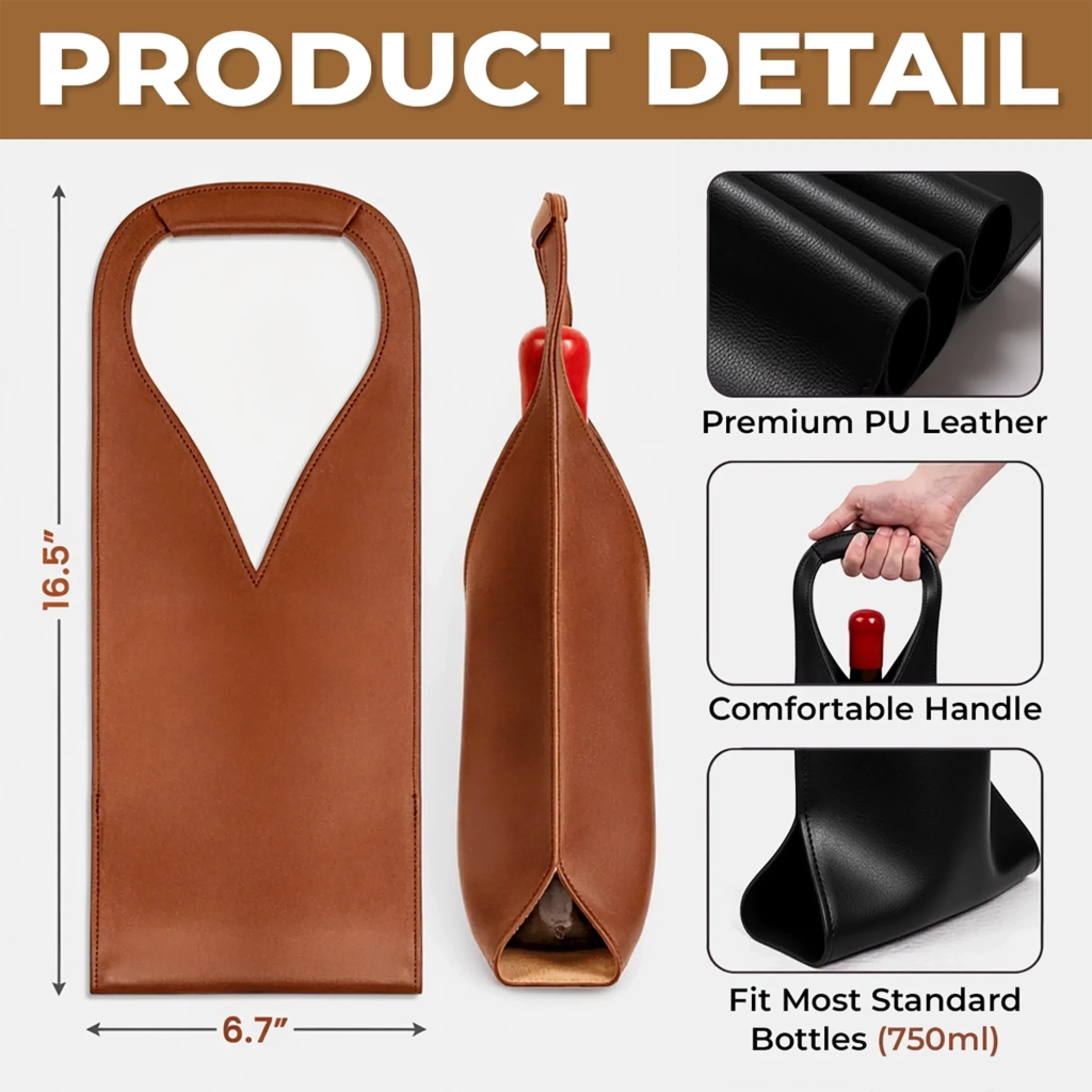 Custom Leather Wine Bag - Personalized Father's Day Birthday Gifts For Dad, Grandpa - My Strength Comes From You - Image 5