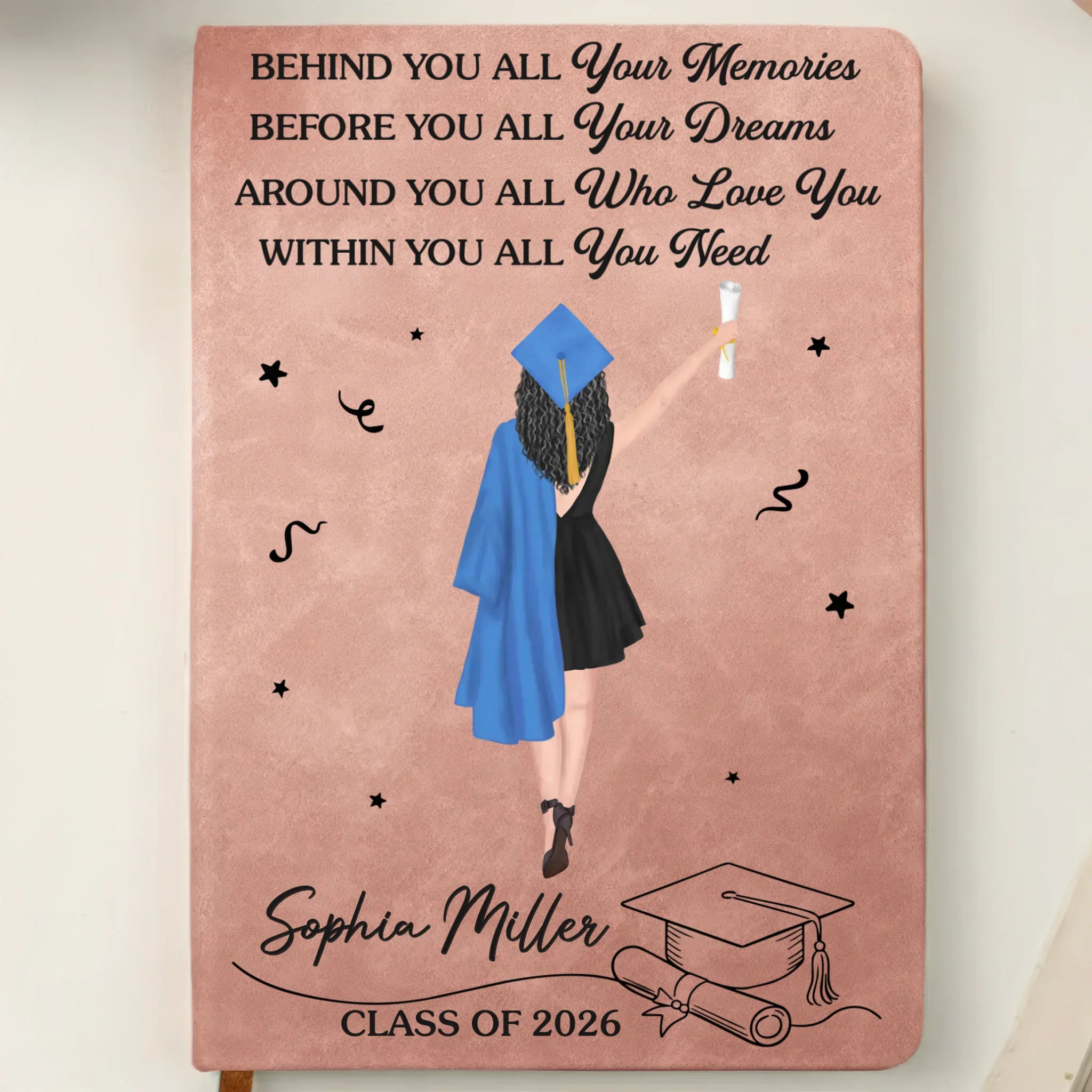 Custom Leather Writing Journal - Personalized Graduation Gifts For Him, Her - The Future Is Written By You - Image 6