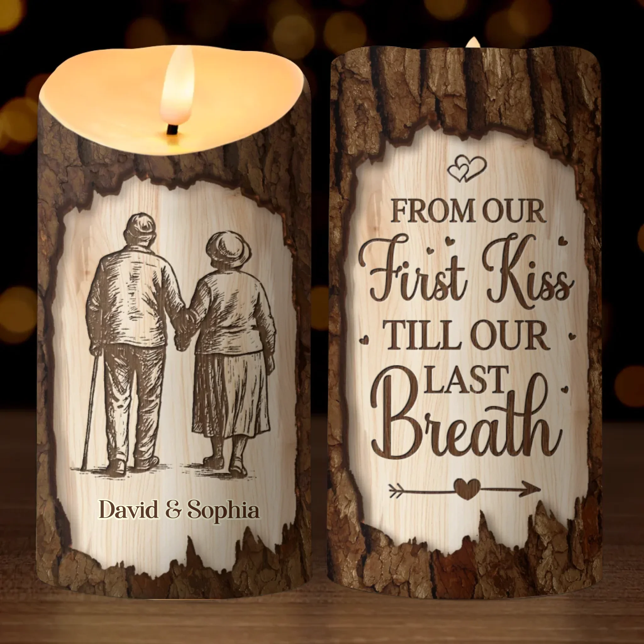 Custom LED Candle - Personalized Anniversary Wedding Gifts For Husband And Wife, Him And Her - Our Love Lights On - Image 2