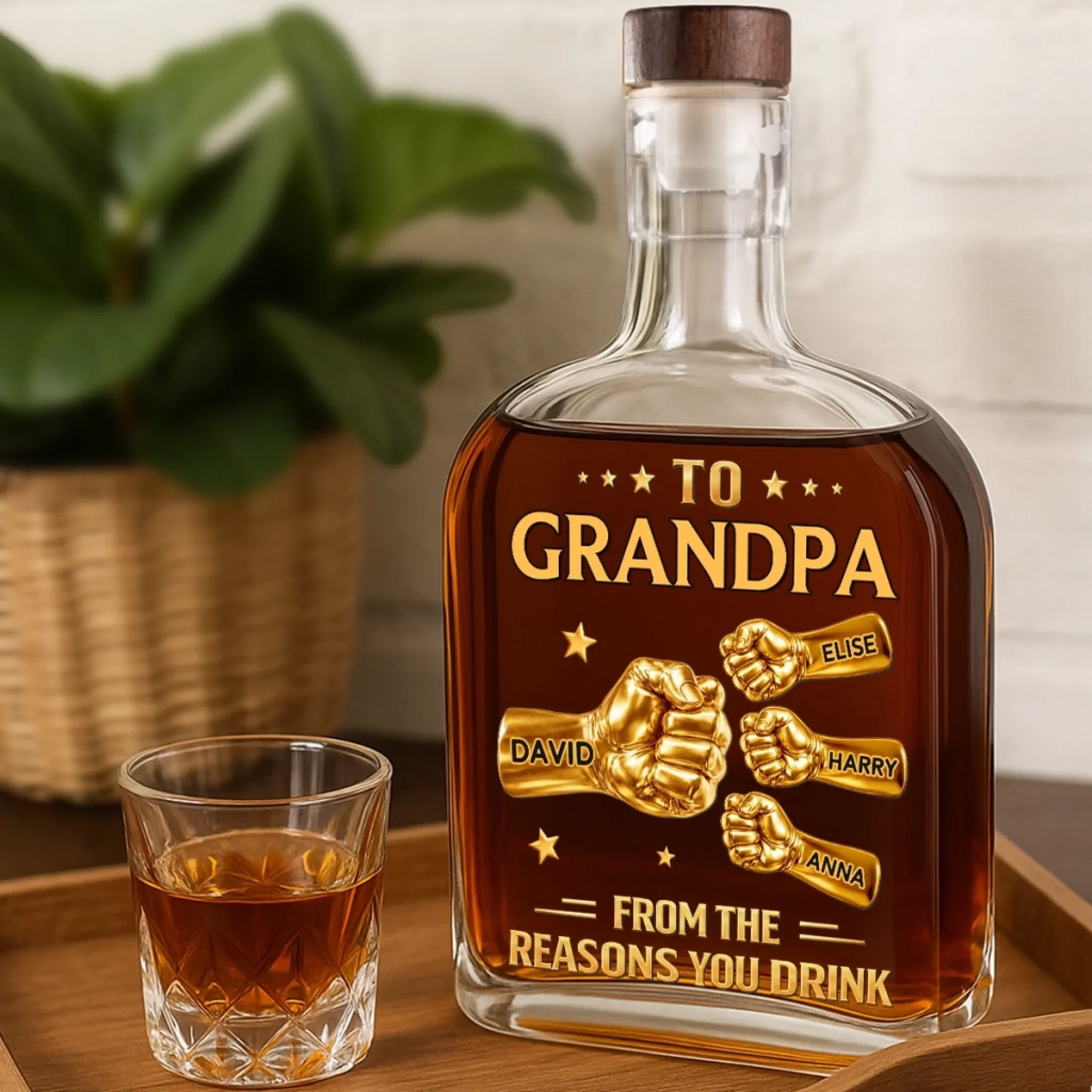 Custom Liquor Decanter - Personalized Birthday Gifts For Dad, Grandpa - Grandpa Love Runs Deep - Image 3