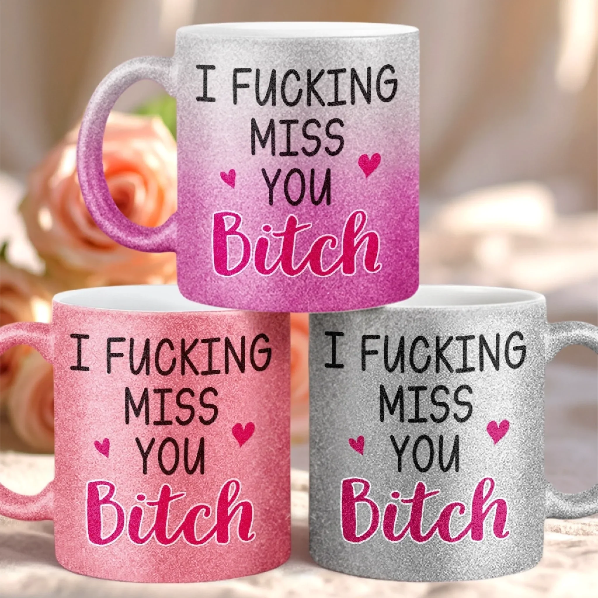 Custom Long Distance 11OZ Glitter Matte Ceramic Mug - Personalized Best Friend Birthday Gifts For Women, Besties, Sisters, BFF - I Miss Your Face - Image 7