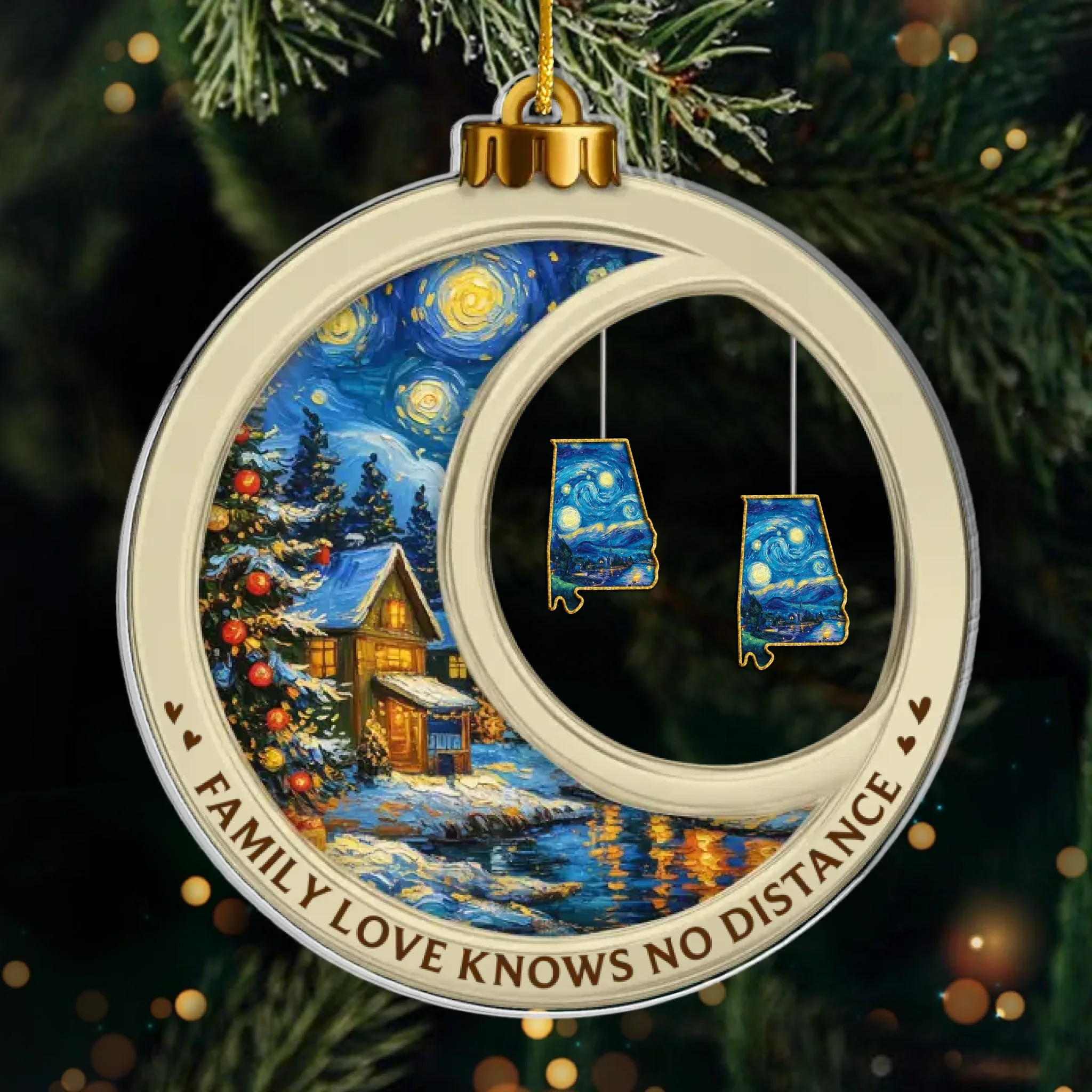 Custom Long Distance Acrylic Ornament - Personalized Christmas Birthday Gifts For Mom, Dad, Brother, Sister, Kids - Our Love Maps The Way - Image 2