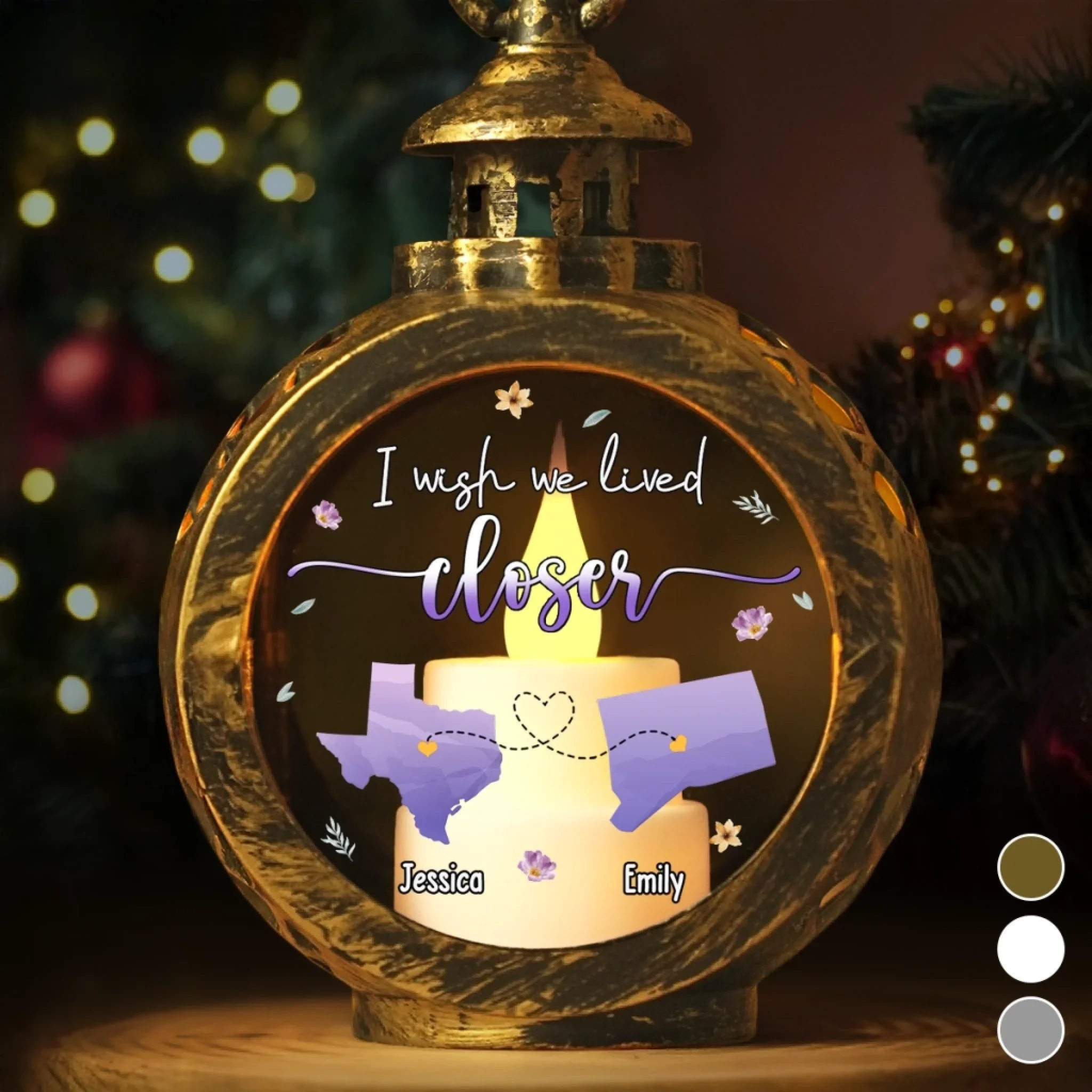 Custom Long Distance Candlelight Lantern Ornament - Personalized Best Friend Christmas Birthday Gifts For Women, Besties, Sisters, BFF - Bestie Bonds Glow Through Time