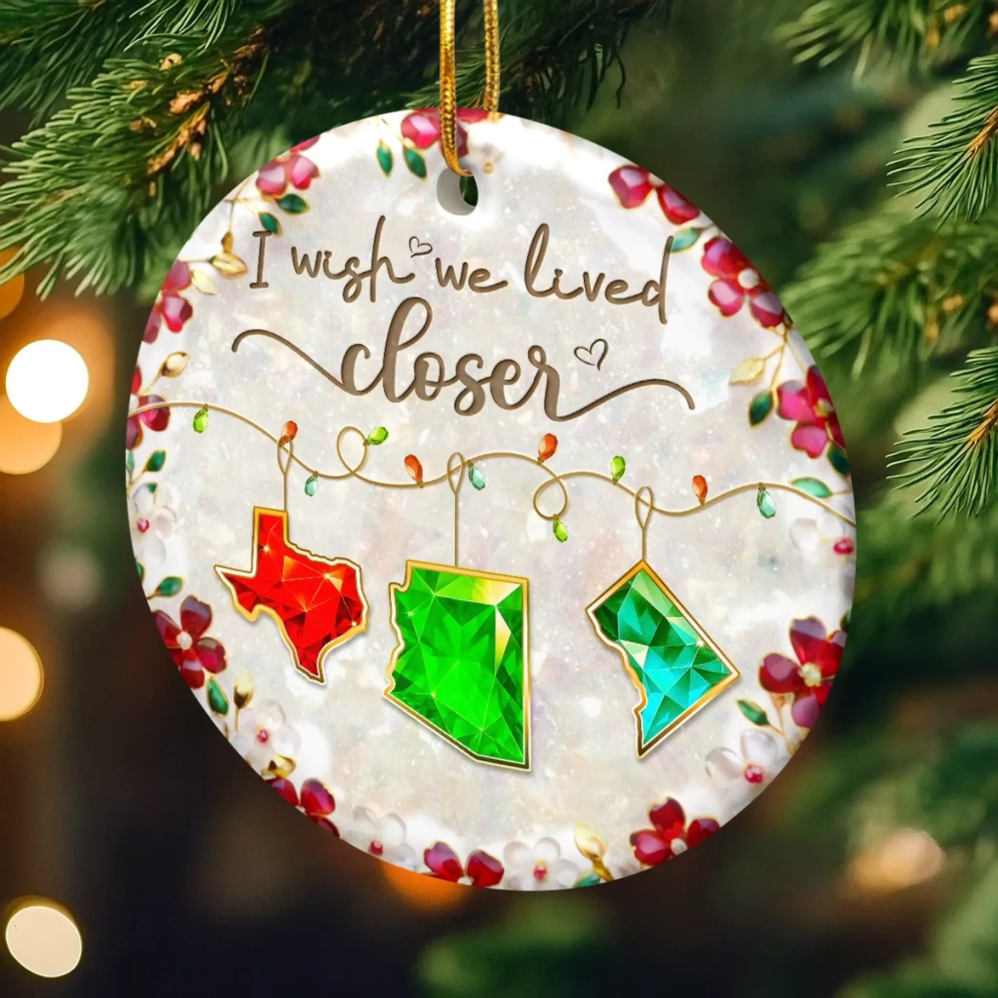 Custom Long Distance Ceramic Ornament - Personalized Best Friend Christmas Birthday Gifts For Women, Besties, Sisters, BFF - Connected By Heart Not Distance - Image 4