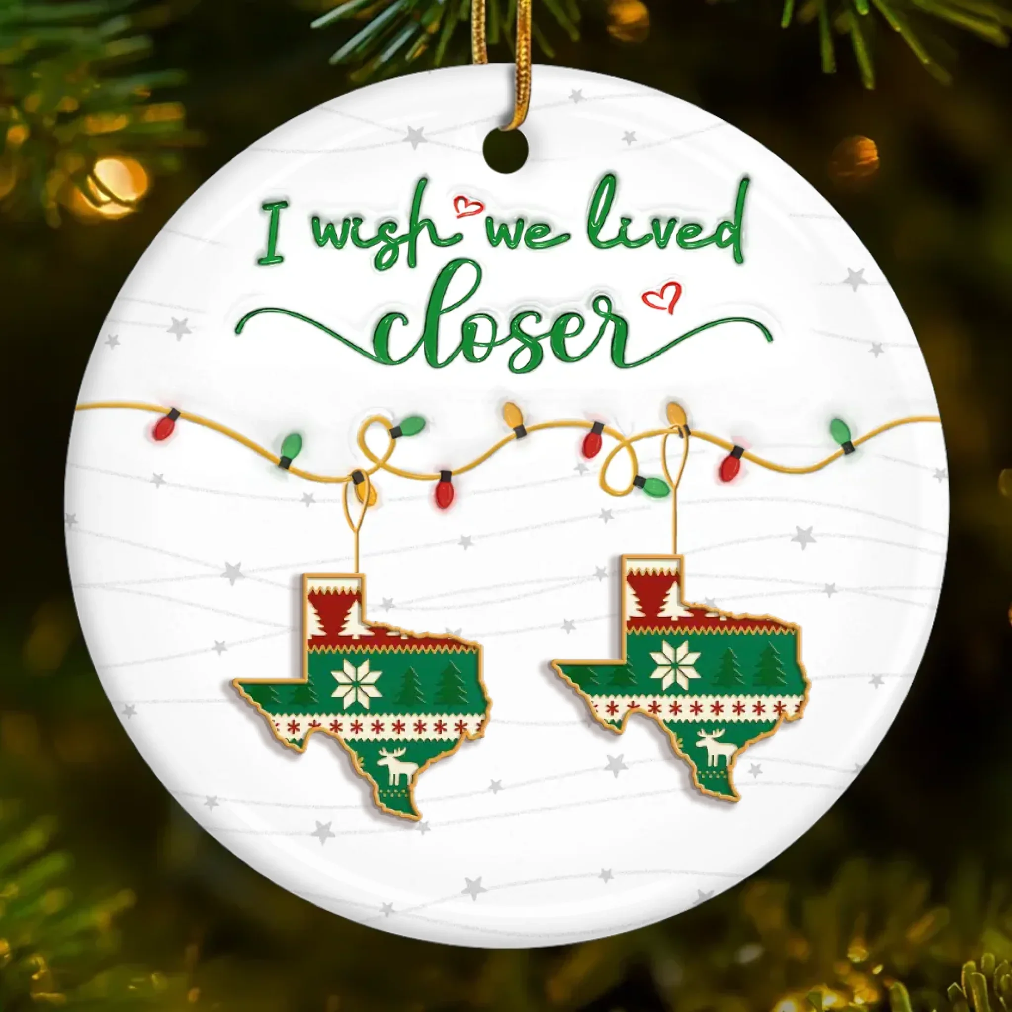Custom Long Distance Ceramic Ornament - Personalized Best Friend Christmas Birthday Gifts For Women, Besties, Sisters, BFF - Far But Never Apart - Image 2