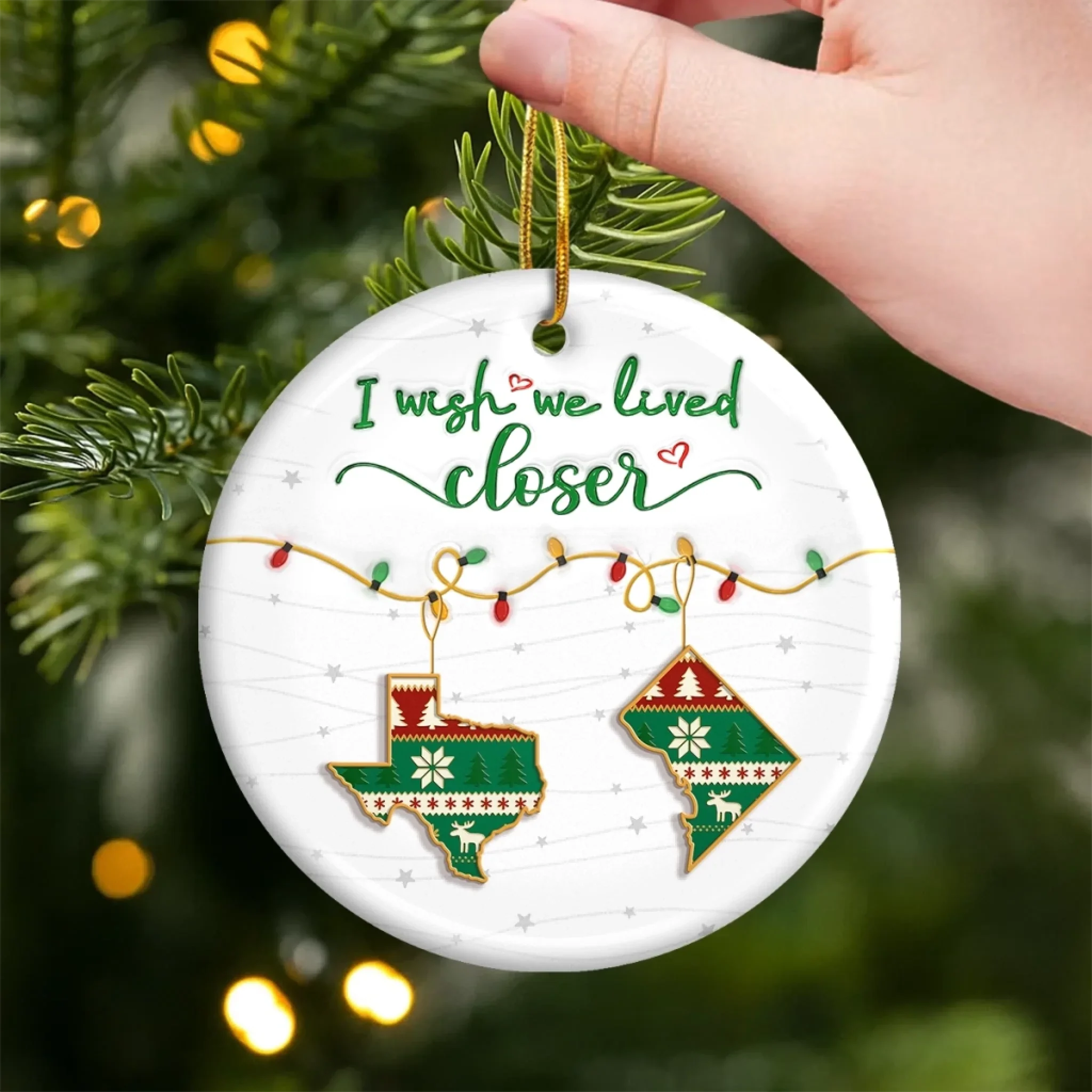 Custom Long Distance Ceramic Ornament - Personalized Best Friend Christmas Birthday Gifts For Women, Besties, Sisters, BFF - Far But Never Apart - Image 3