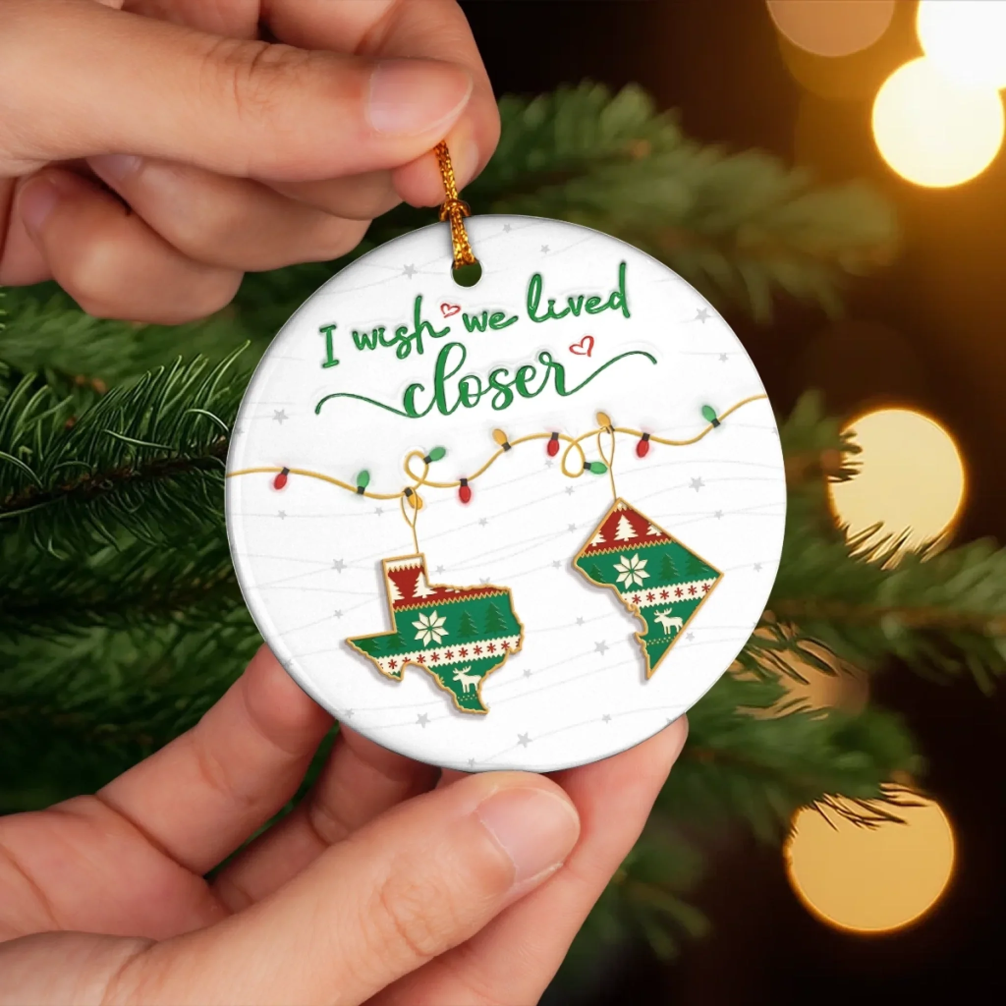 Custom Long Distance Ceramic Ornament - Personalized Best Friend Christmas Birthday Gifts For Women, Besties, Sisters, BFF - Far But Never Apart - Image 5