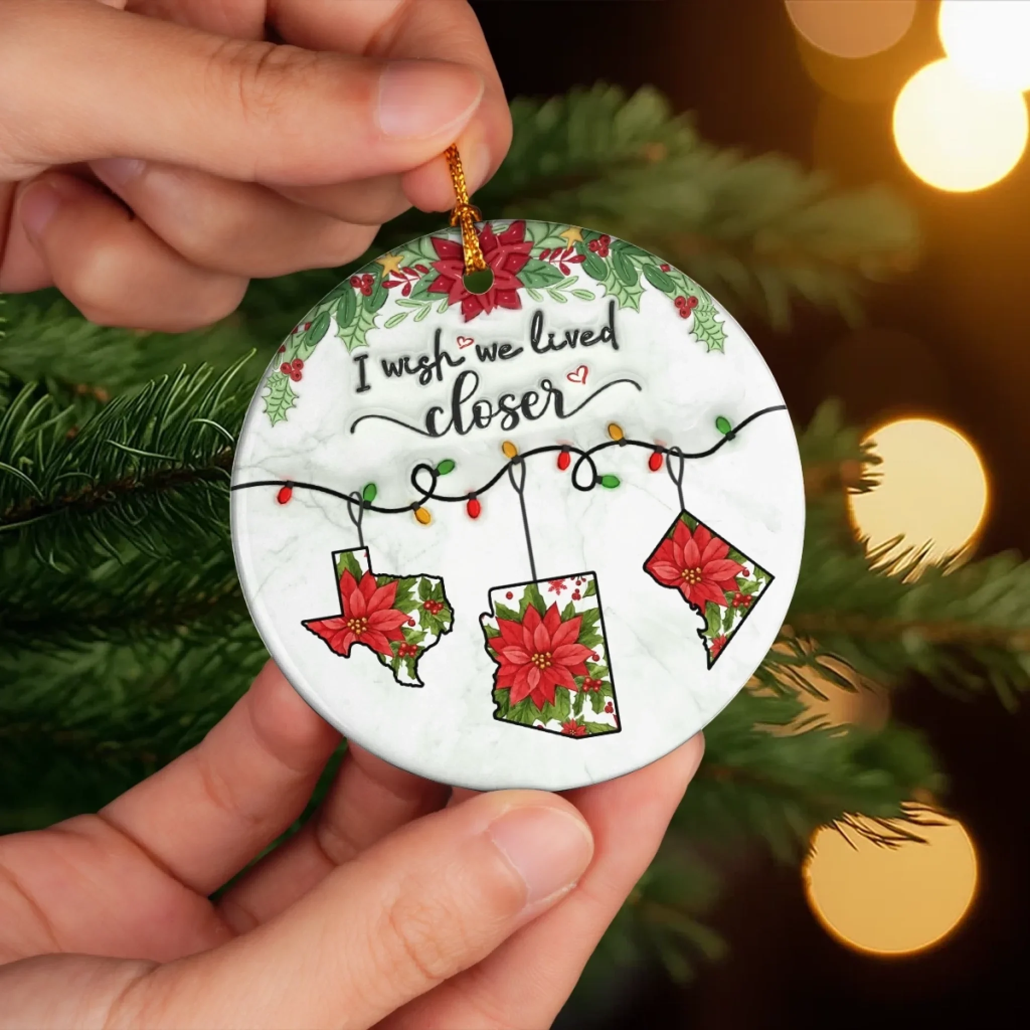 Custom Long Distance Ceramic Ornament - Personalized Best Friend Christmas Birthday Gifts For Women, Besties, Sisters, BFF - Held Beyond Borders - Image 5