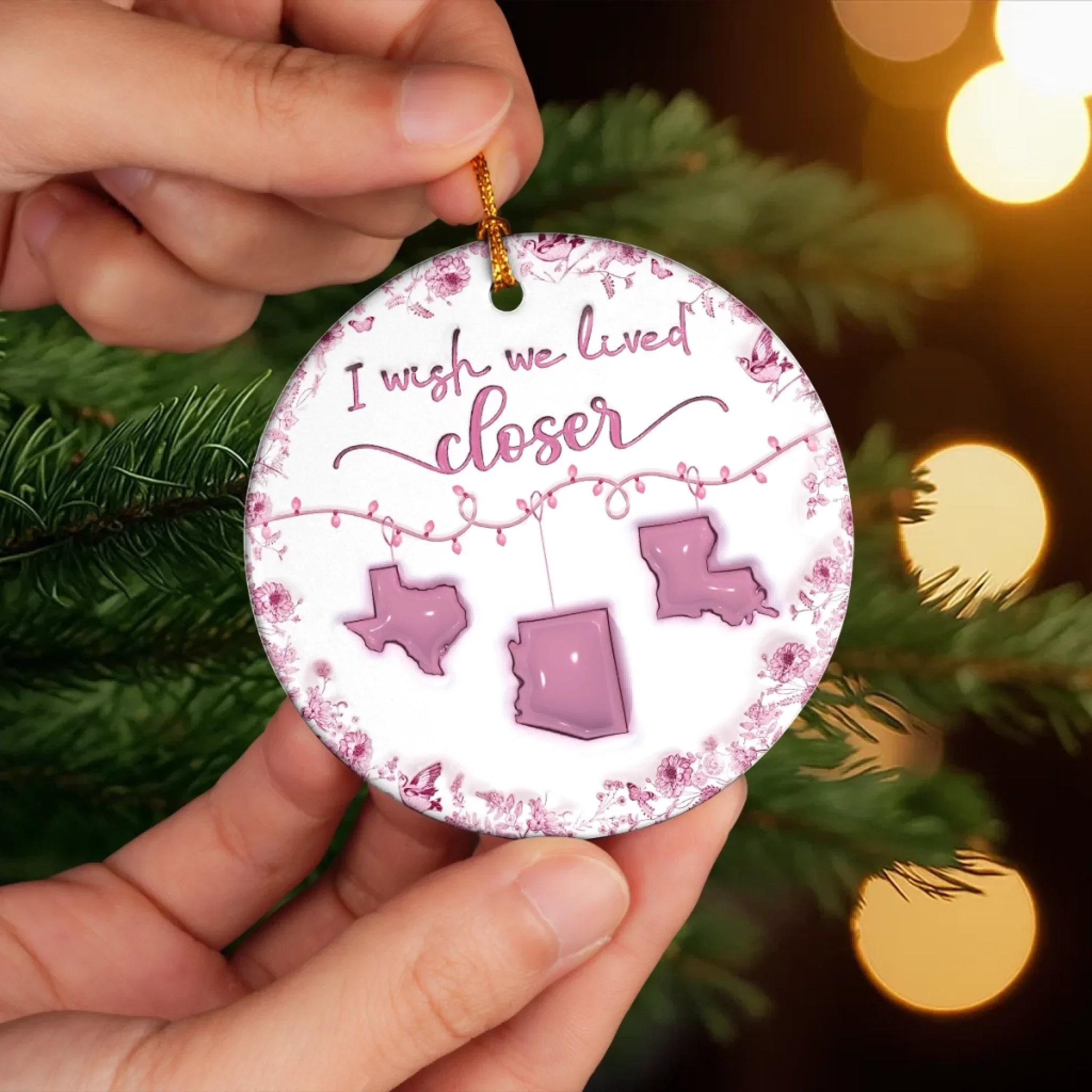 Custom Long Distance Ceramic Ornament - Personalized Best Friend Christmas Birthday Gifts For Women, Besties, Sisters, BFF - Our Hearts Bridge The Miles - Image 5