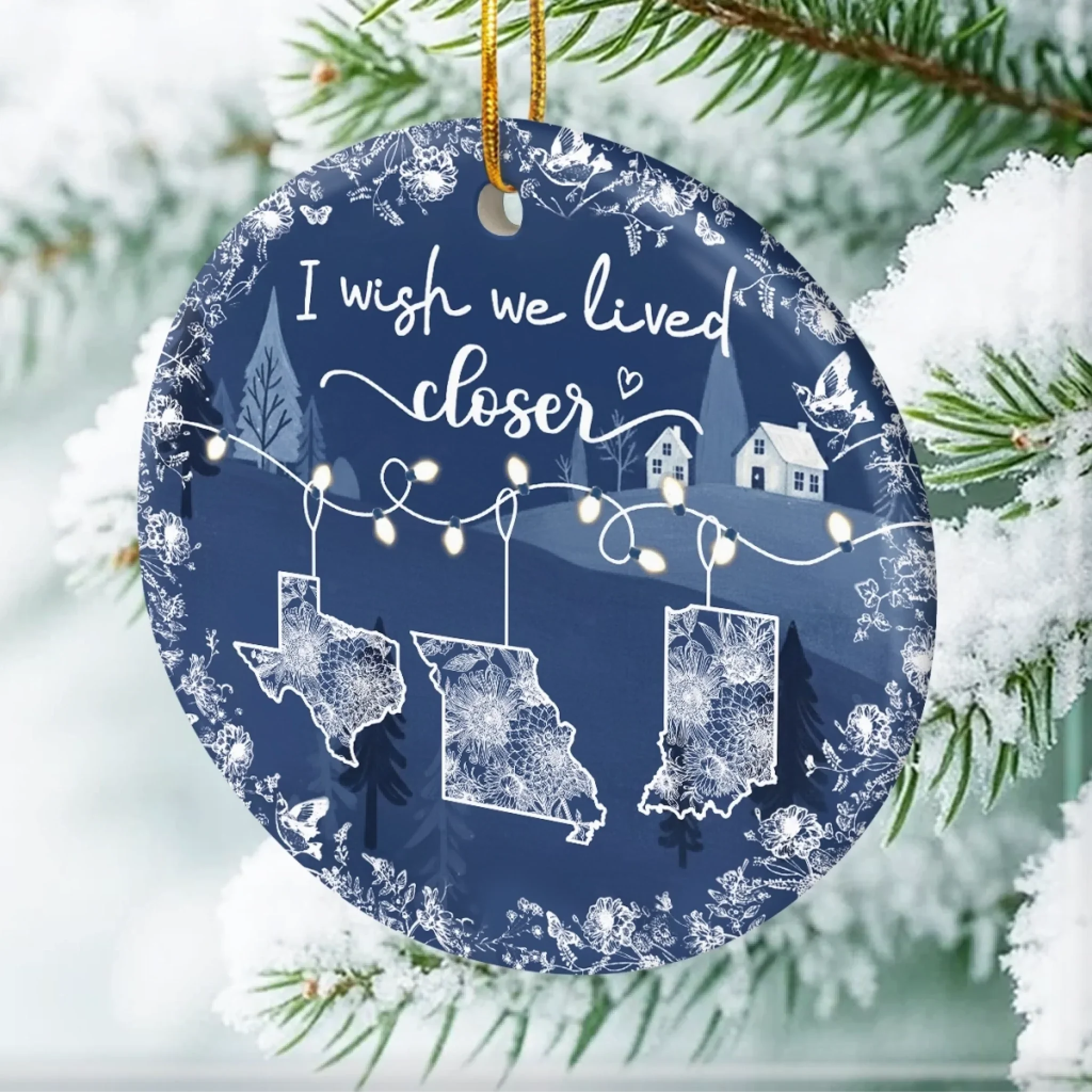 Custom Long Distance Ceramic Ornament - Personalized Best Friend Christmas Birthday Gifts For Women, Besties, Sisters, BFF - Wish You Were Closer - Image 4