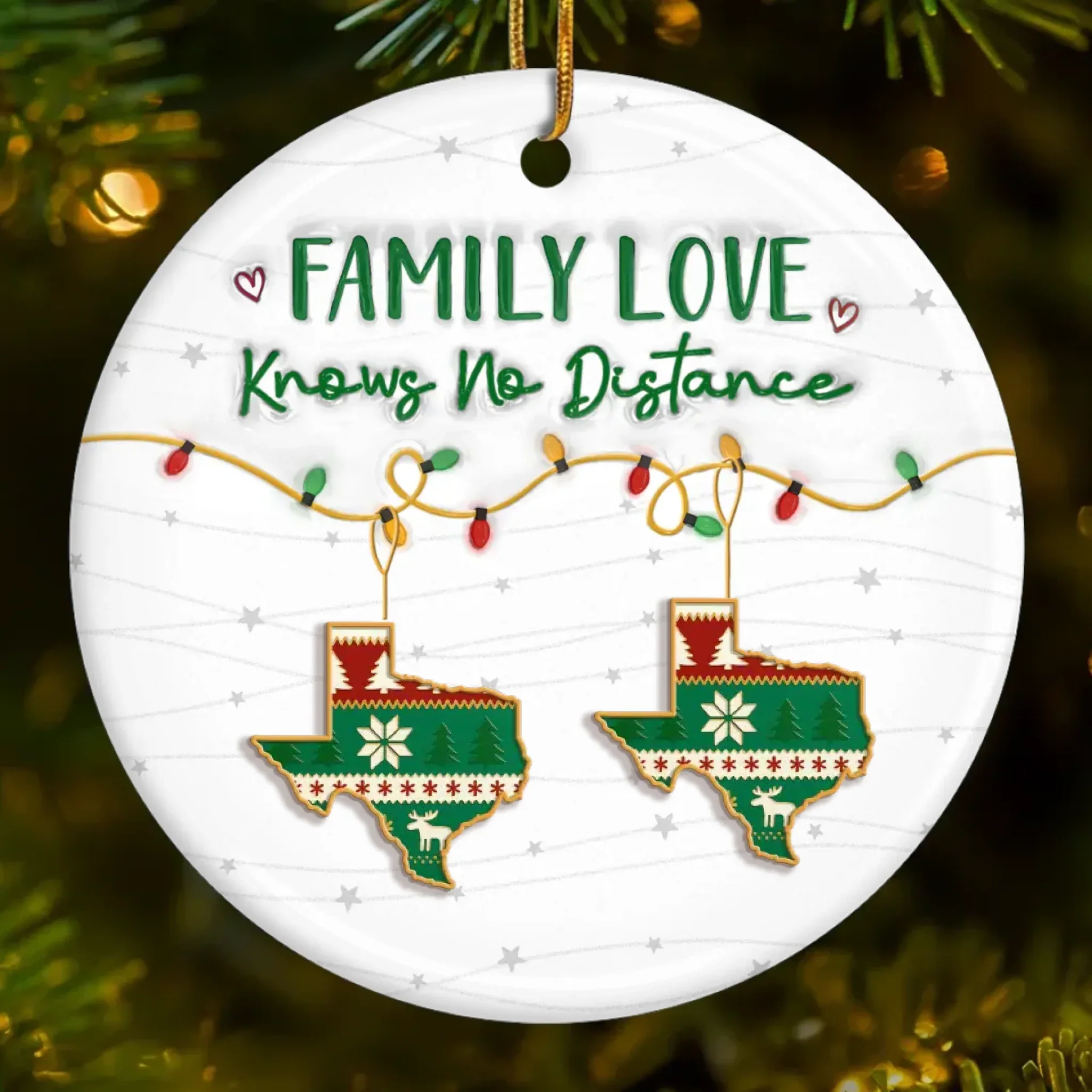 Custom Long Distance Ceramic Ornament - Personalized Christmas Birthday Gifts For Mom, Dad, Brother, Sister, Kids - Always Connected No Matter The Miles - Image 2