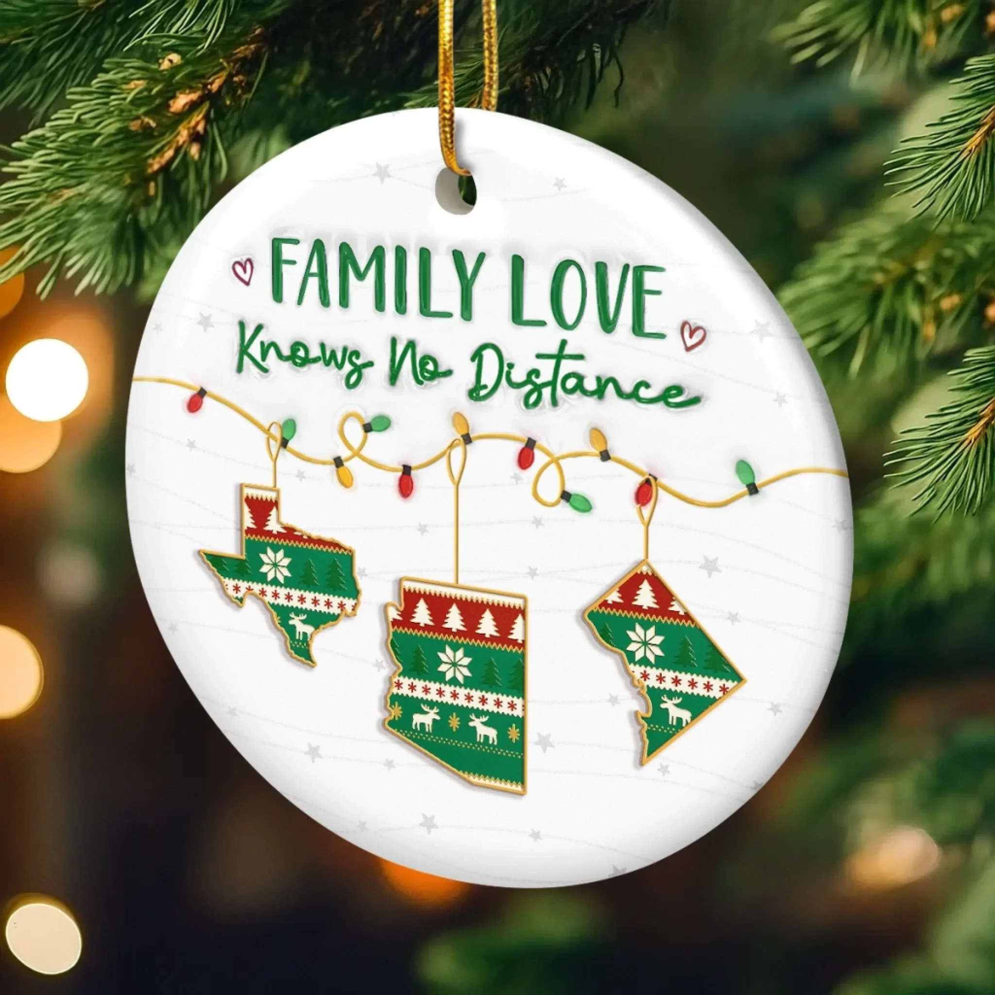 Custom Long Distance Ceramic Ornament - Personalized Christmas Birthday Gifts For Mom, Dad, Brother, Sister, Kids - Always Connected No Matter The Miles - Image 4