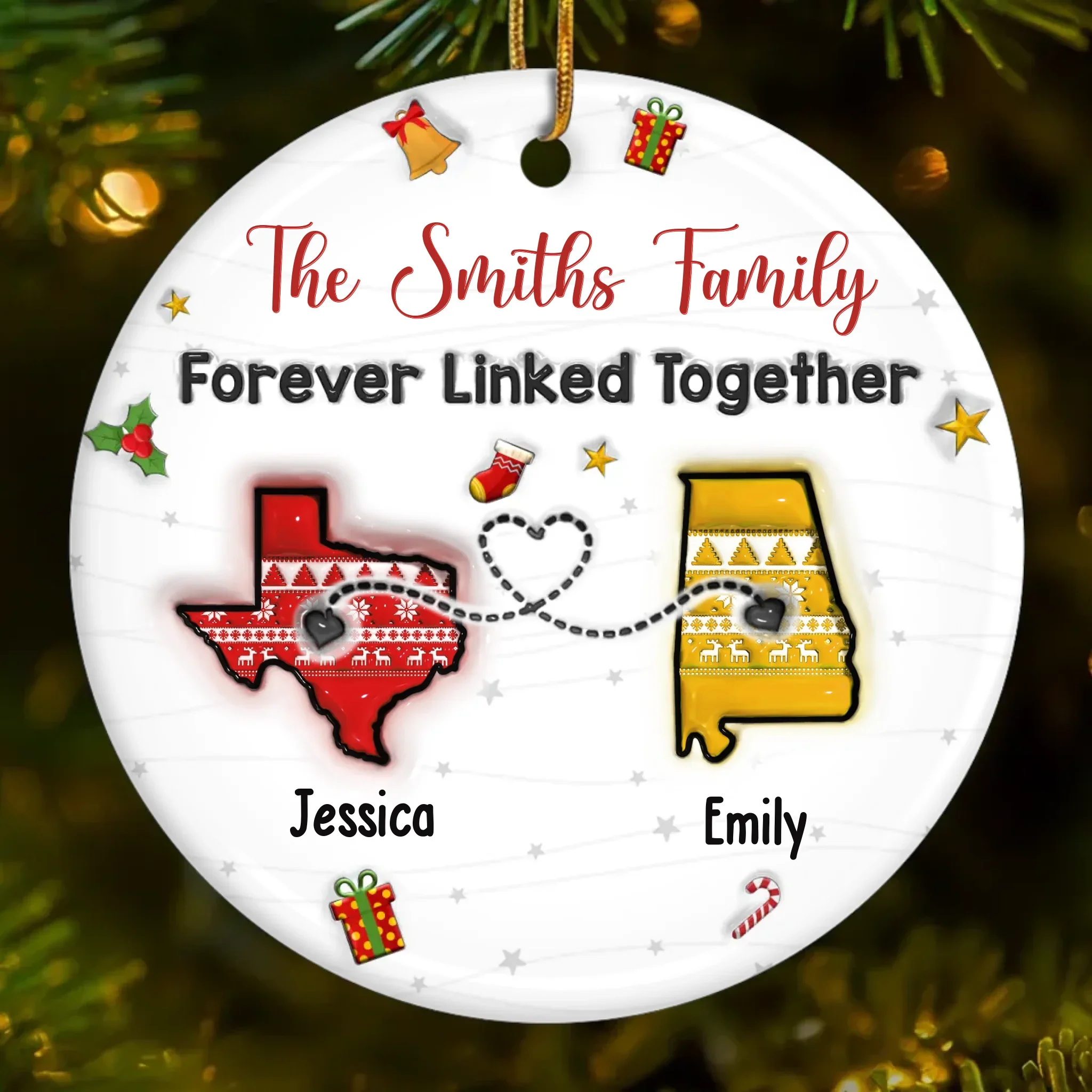Custom Long Distance Ceramic Ornament - Personalized Christmas Birthday Gifts For Mom, Dad, Brother, Sister, Kids - From My Heart To Yours - Image 2