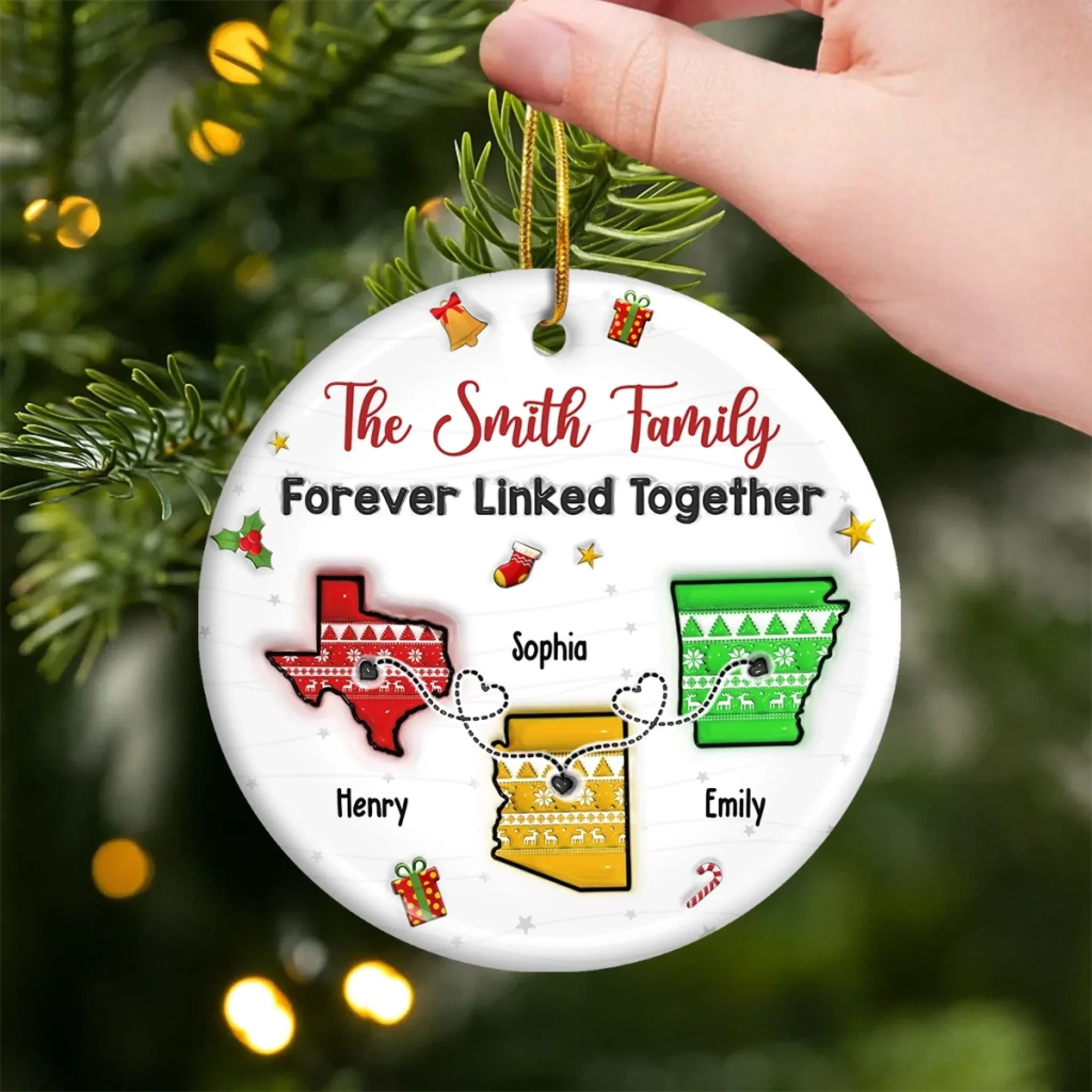 Custom Long Distance Ceramic Ornament - Personalized Christmas Birthday Gifts For Mom, Dad, Brother, Sister, Kids - From My Heart To Yours - Image 3