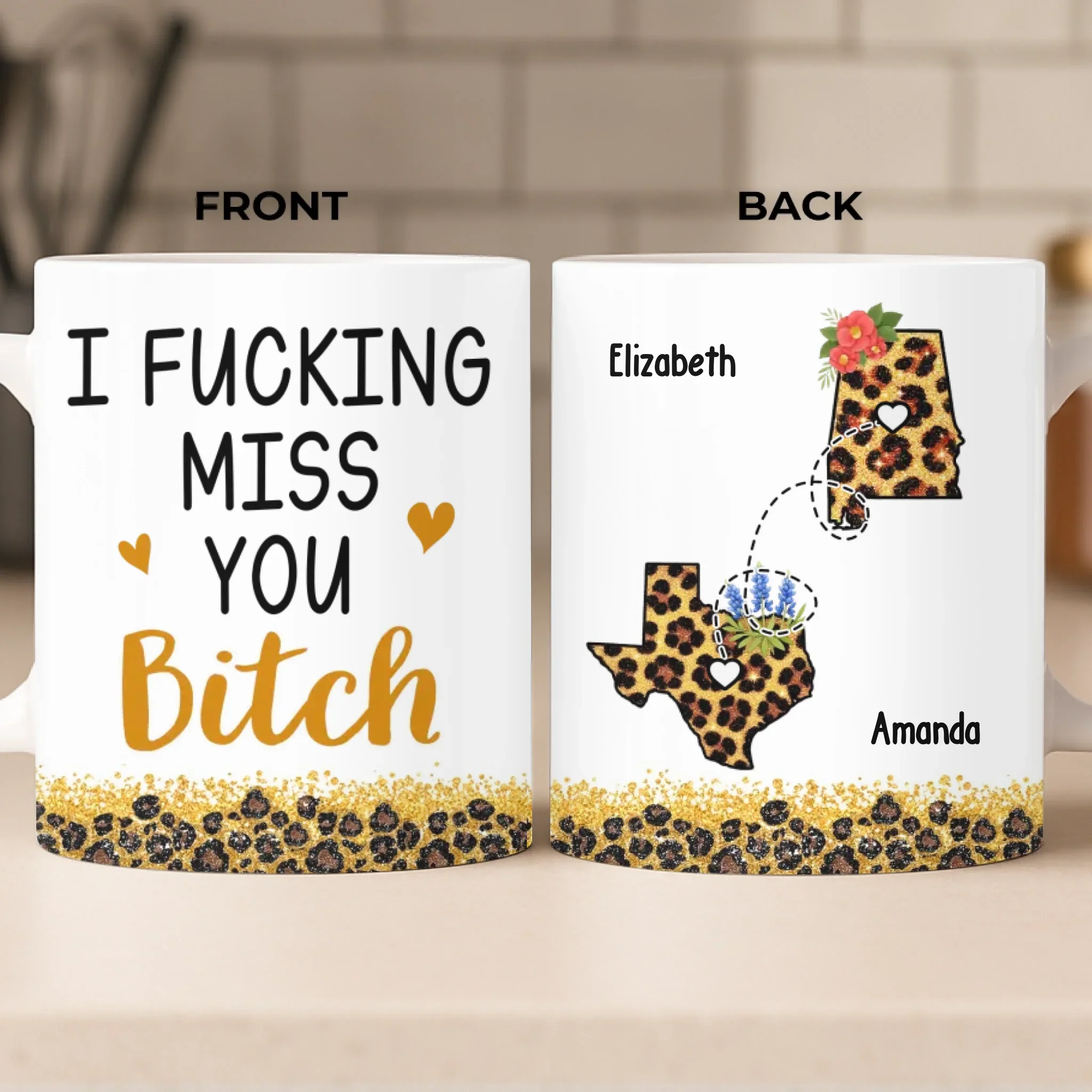 Custom Long Distance Mug - Personalized Best Friend Birthday Gifts For Women, Besties, Sisters, BFF - Close Where It Counts - Image 3