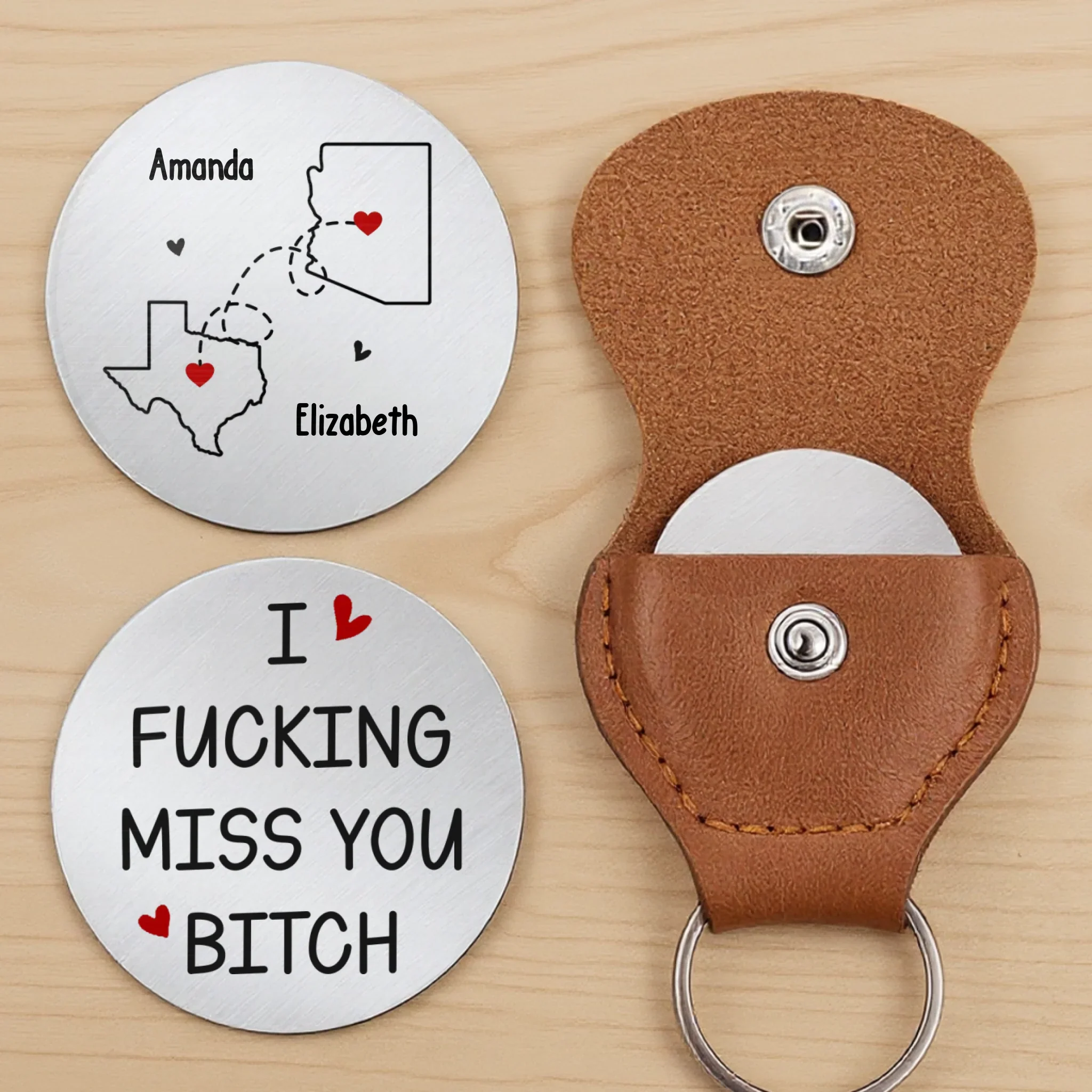 Custom Long Distance Pocket Hug - Personalized Best Friend Christmas Birthday Gifts For Women, Besties, Sisters, BFF - I Miss You - Image 2