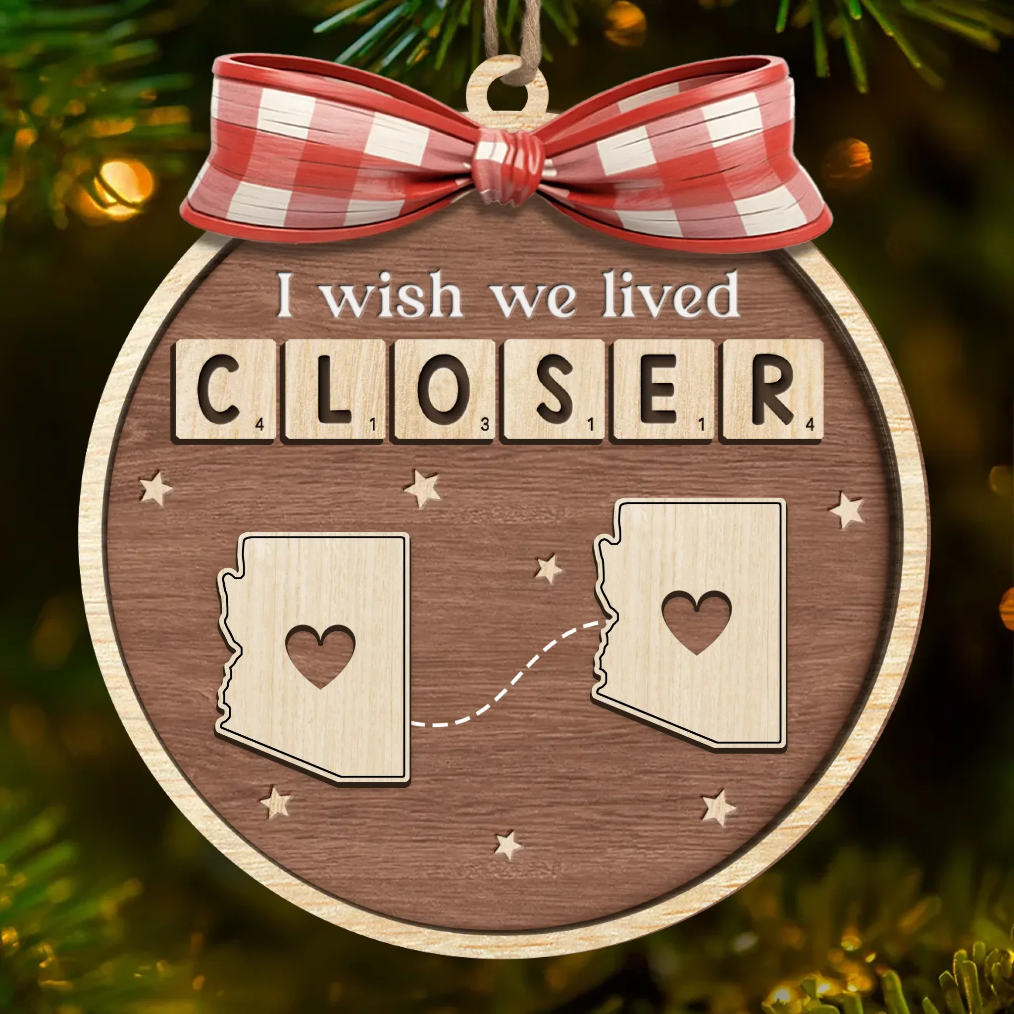 Custom Long Distance Wood Ornament - Personalized Best Friend Birthday Gifts For Women, Besties, Sisters, BFF - Across Borders Our Bond Remains - Image 2