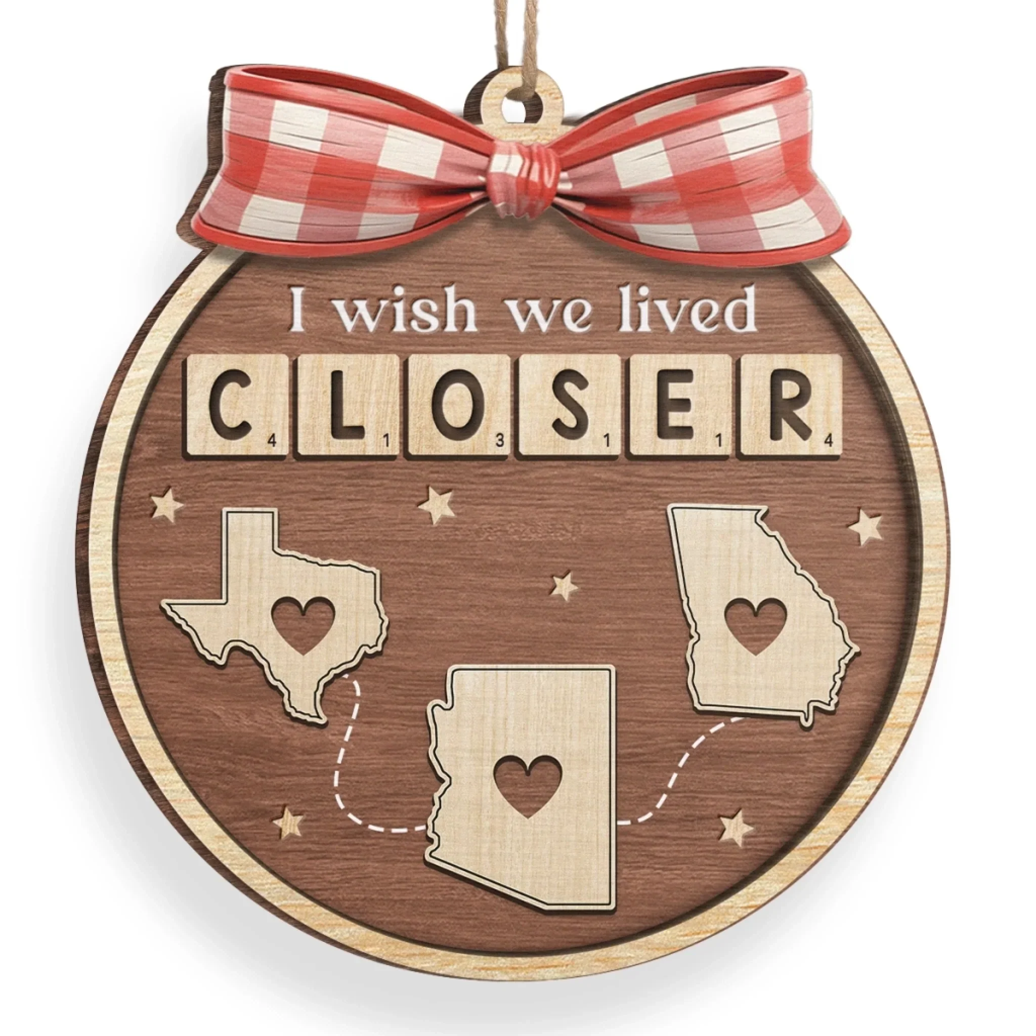Custom Long Distance Wood Ornament - Personalized Best Friend Birthday Gifts For Women, Besties, Sisters, BFF - Across Borders Our Bond Remains - Image 3