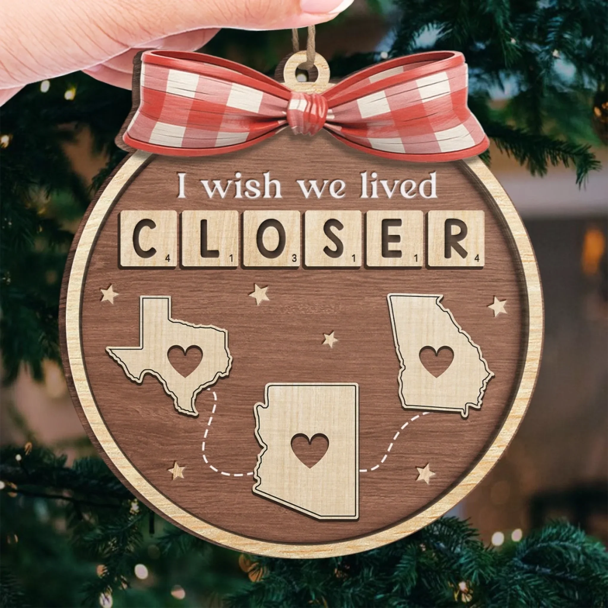 Custom Long Distance Wood Ornament - Personalized Best Friend Birthday Gifts For Women, Besties, Sisters, BFF - Across Borders Our Bond Remains - Image 4