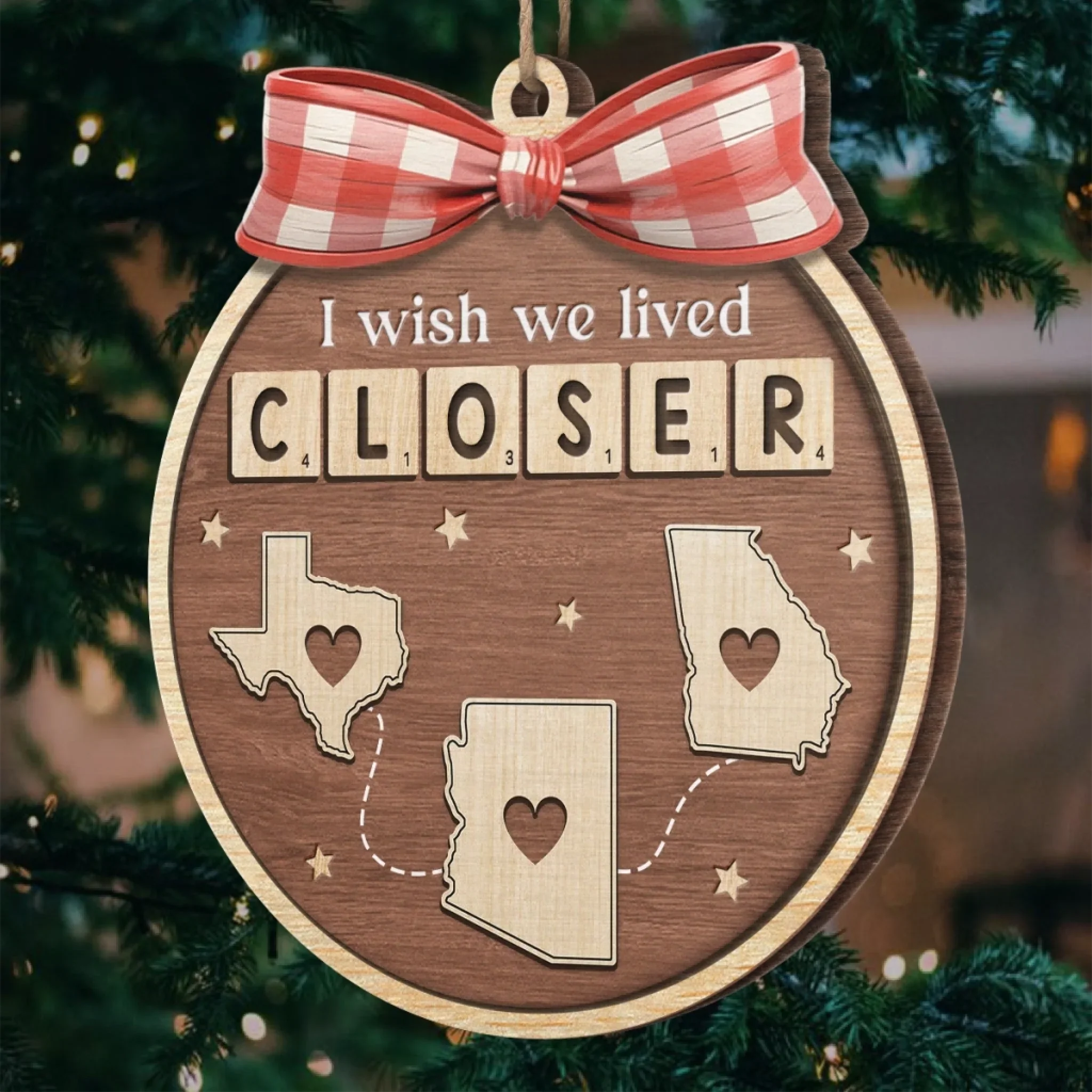 Custom Long Distance Wood Ornament - Personalized Best Friend Birthday Gifts For Women, Besties, Sisters, BFF - Across Borders Our Bond Remains - Image 5