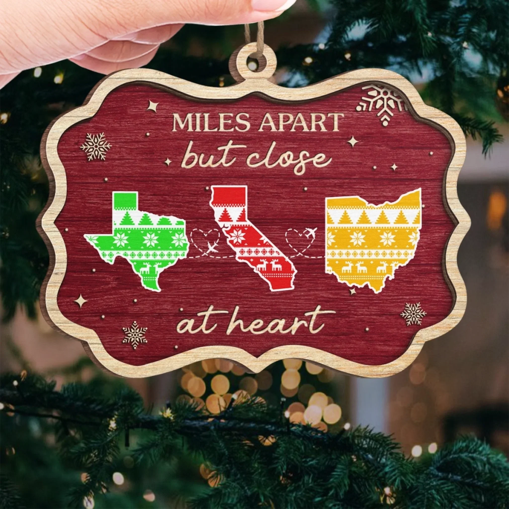 Custom Long Distance Wood Ornament - Personalized Christmas Birthday Gifts For Mom, Dad, Brother, Sister, Kids - Christmas Blessings From Afar - Image 4