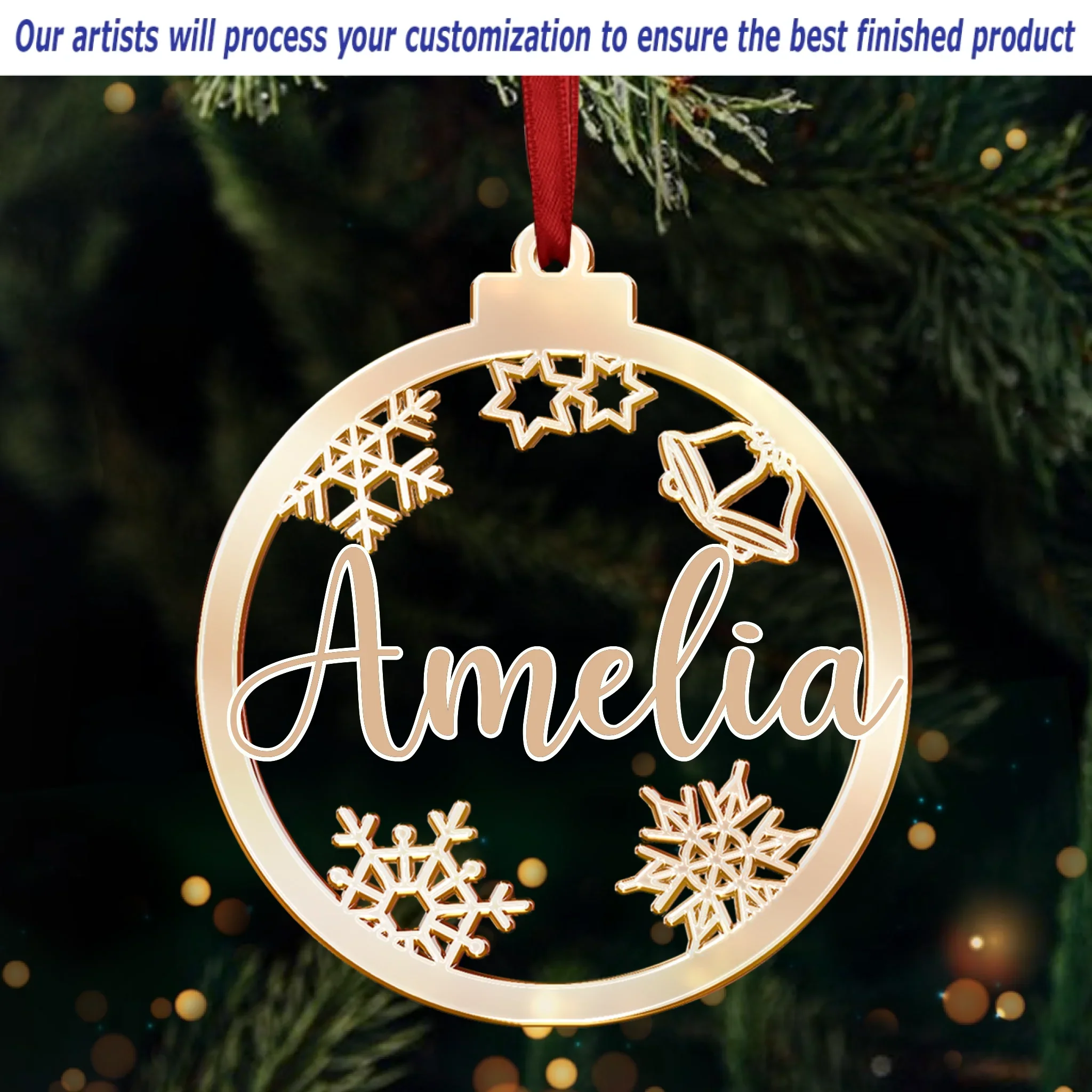 Custom Mirrored Acrylic Ornament - Personalized  Christmas Birthday Gifts For Mom, Dad, Kids - Sparkle Season - Image 3