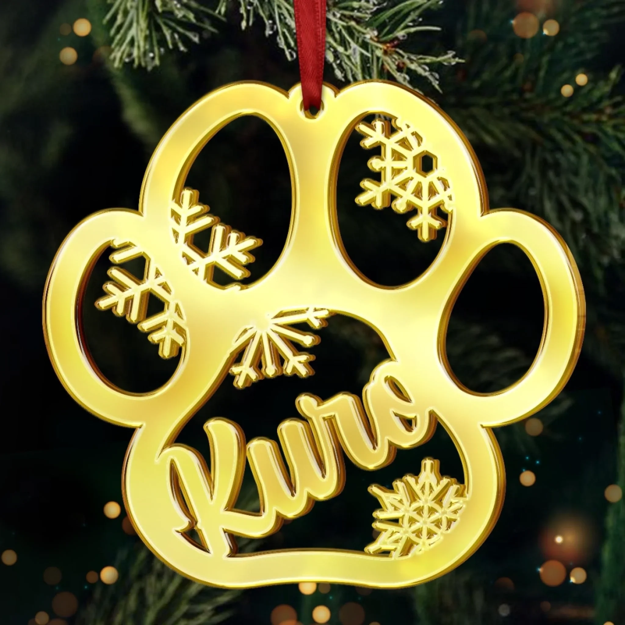 Custom Mirrored Acrylic Ornament - Personalized Christmas Memorial Sympathy Gifts For Family, Dog Cat Lovers - My Furry Angel With Wings - Image 5