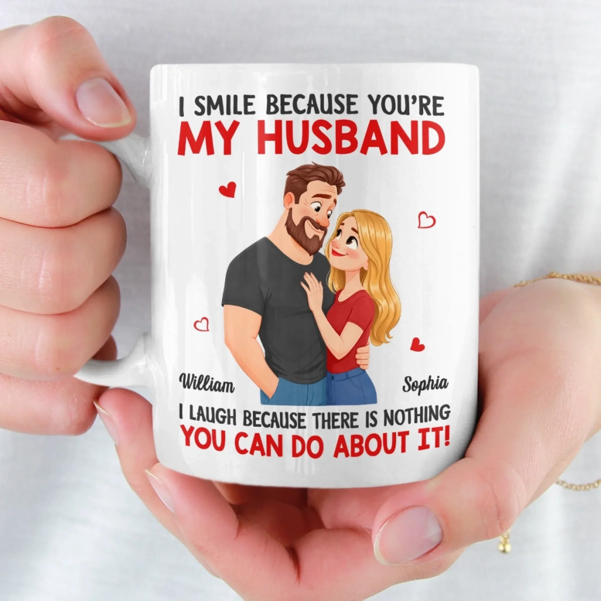 Custom Mug - Personalized Anniversary Wedding Gifts For Husband And Wife, Him And Her - Married You, Smiling Daily - Image 5