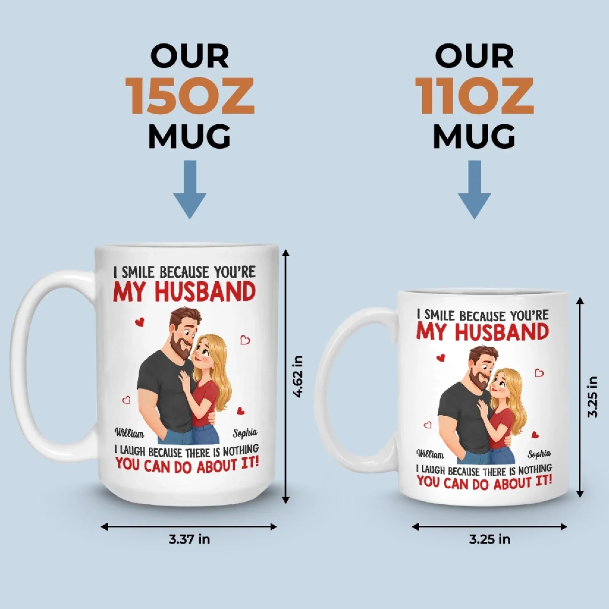 Custom Mug - Personalized Anniversary Wedding Gifts For Husband And Wife, Him And Her - Married You, Smiling Daily - Image 6