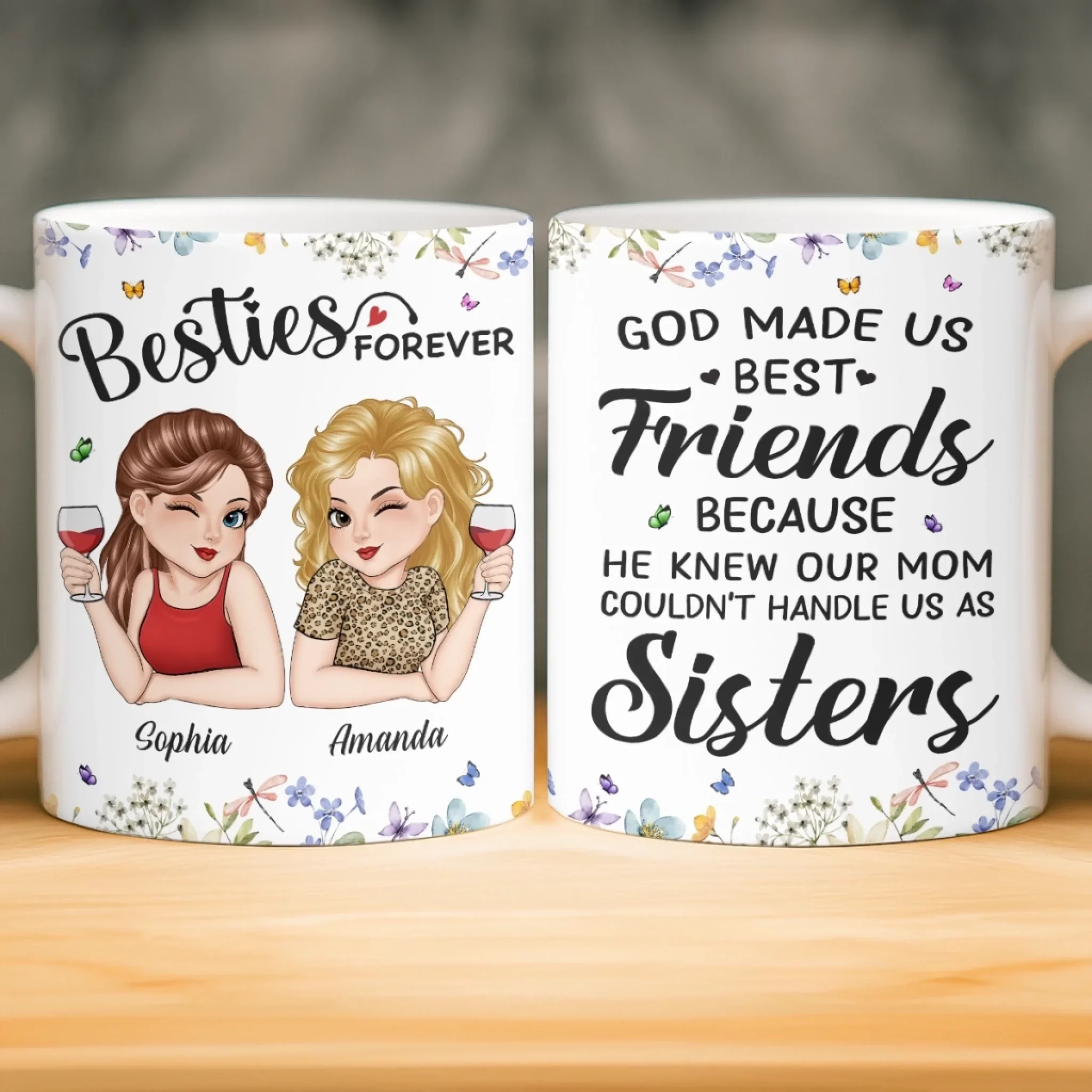 Custom Mug - Personalized Best Friend Birthday Gifts For Women, Besties, Sisters, BFF - Giggles Secrets Forever Friends