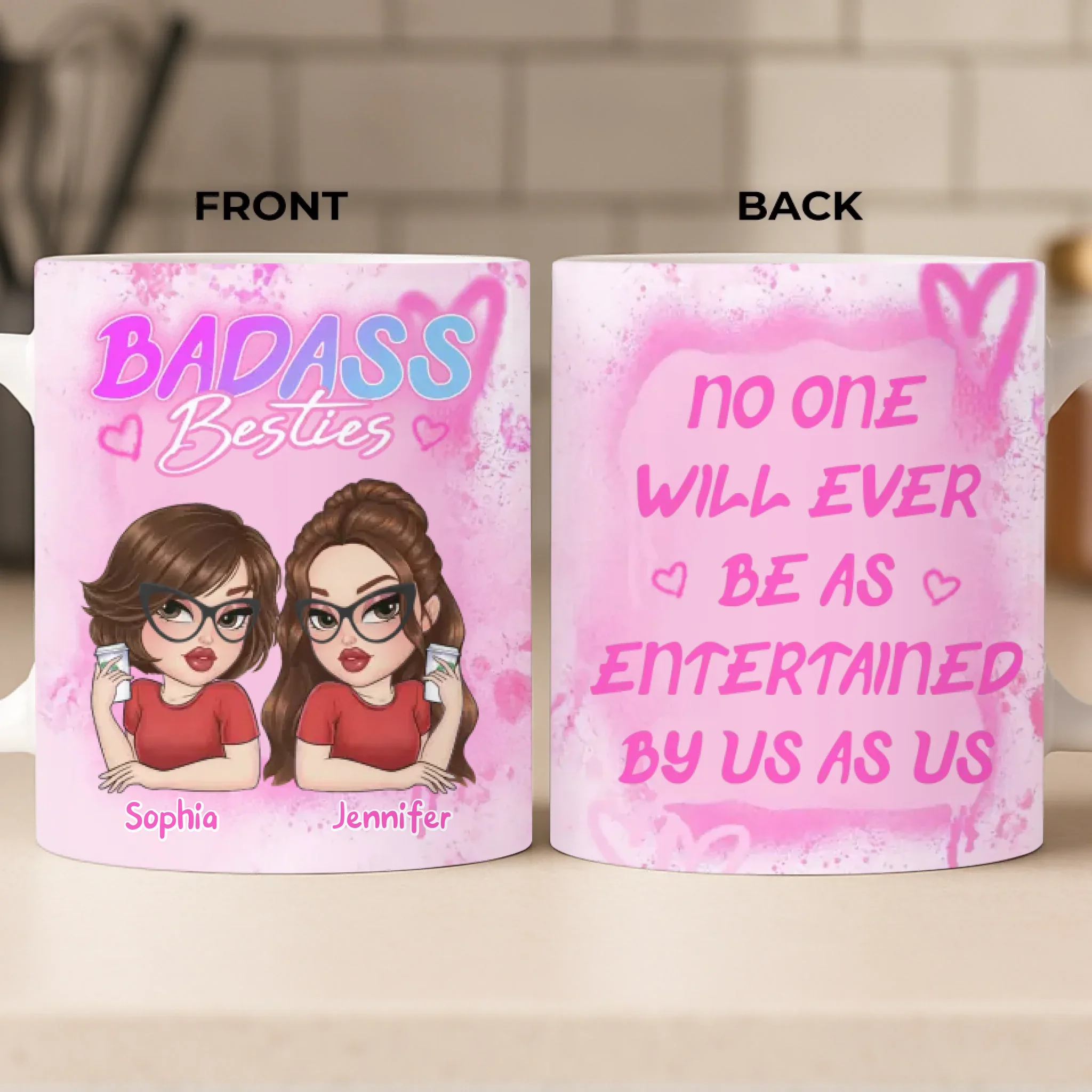Custom Mug - Personalized Best Friend Birthday Gifts For Women, Besties, Sisters, BFF - Heart Talks Only - Image 2