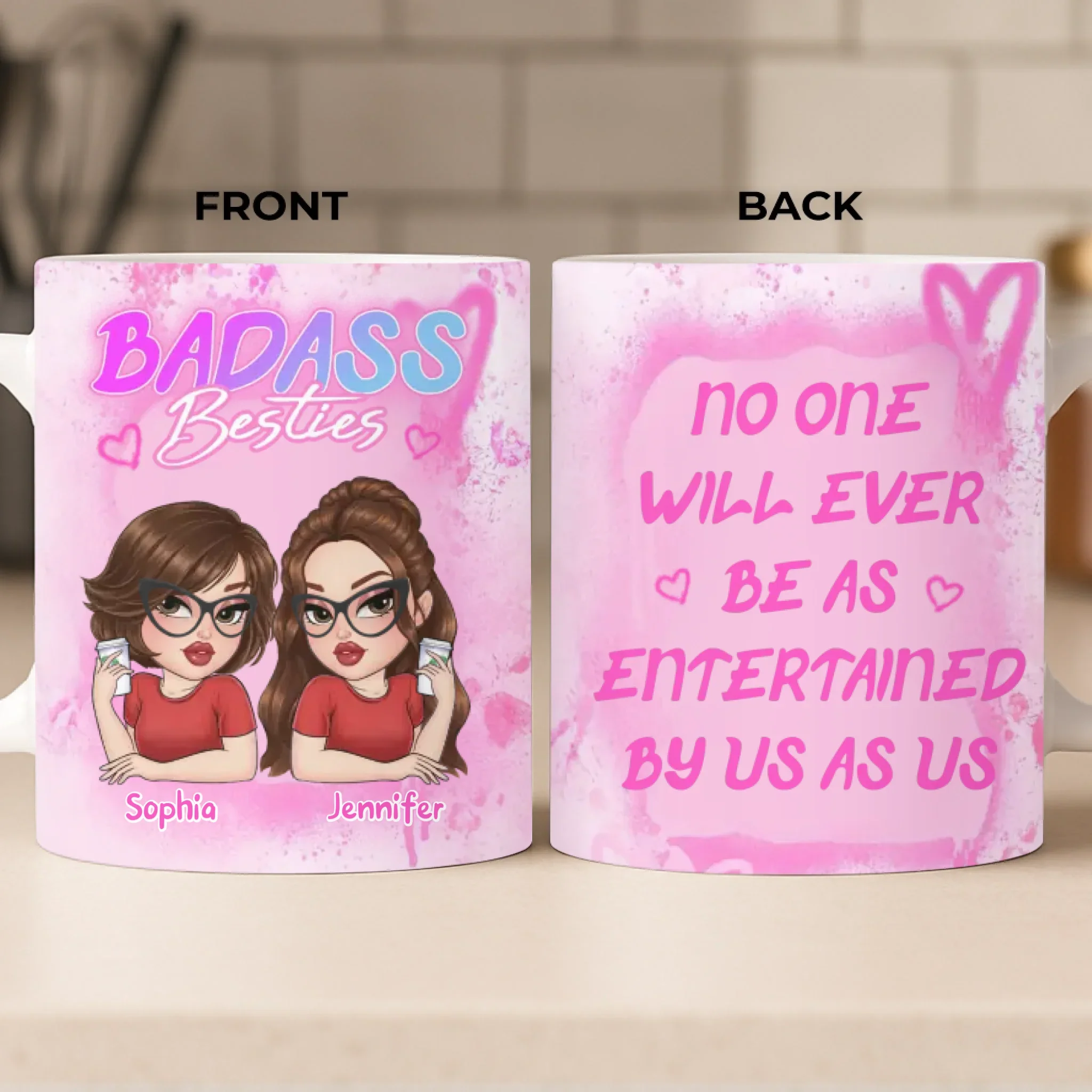 Custom Mug - Personalized Best Friend Birthday Gifts For Women, Besties, Sisters, BFF - Heart Talks Only - Image 3
