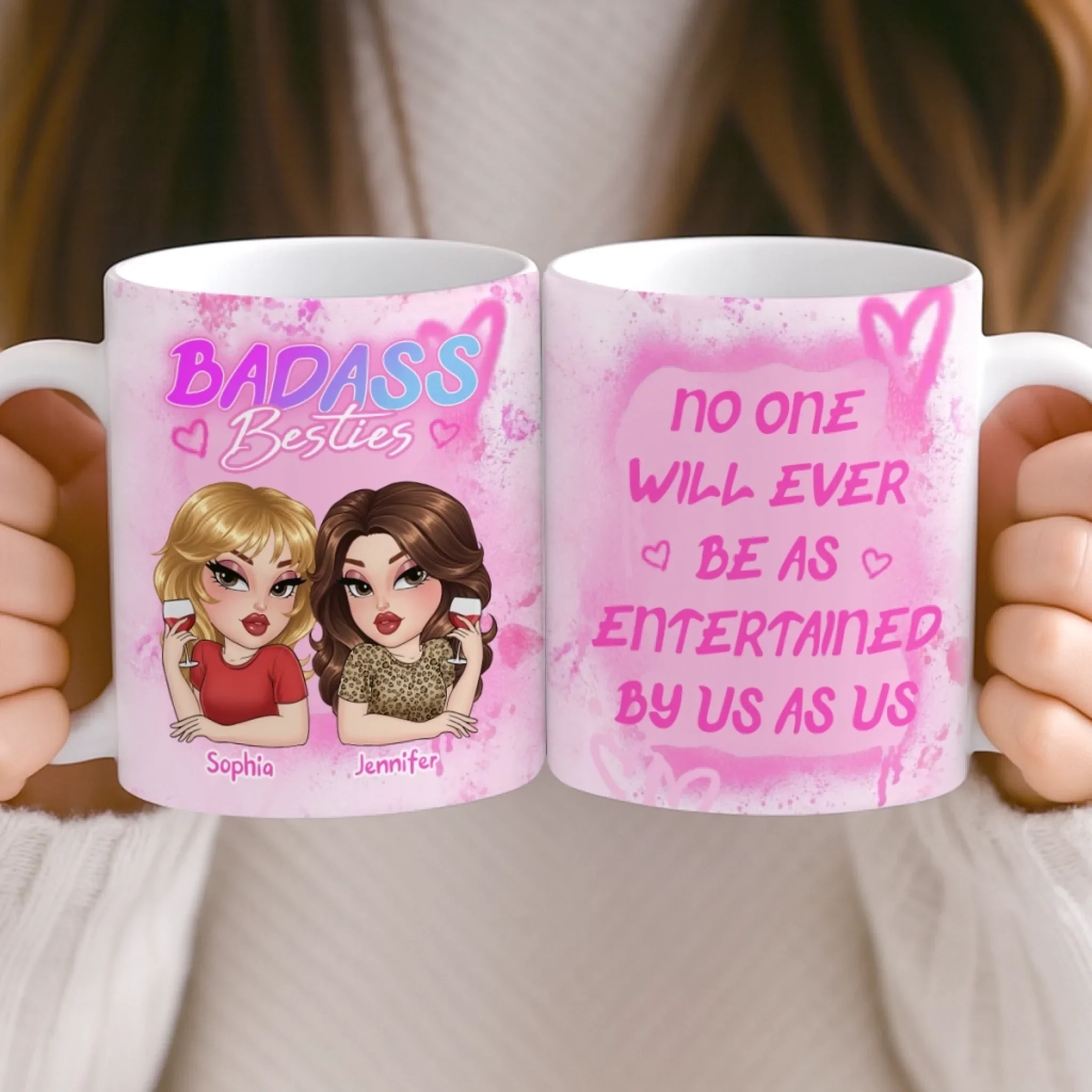 Custom Mug - Personalized Best Friend Birthday Gifts For Women, Besties, Sisters, BFF - Heart Talks Only - Image 5