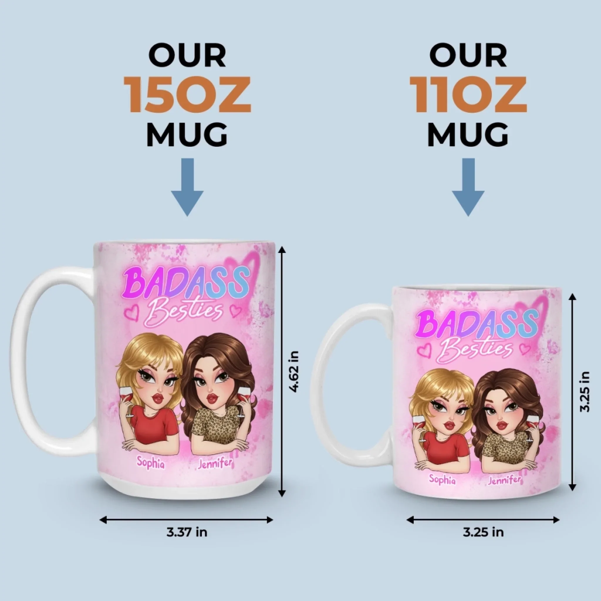 Custom Mug - Personalized Best Friend Birthday Gifts For Women, Besties, Sisters, BFF - Heart Talks Only - Image 7