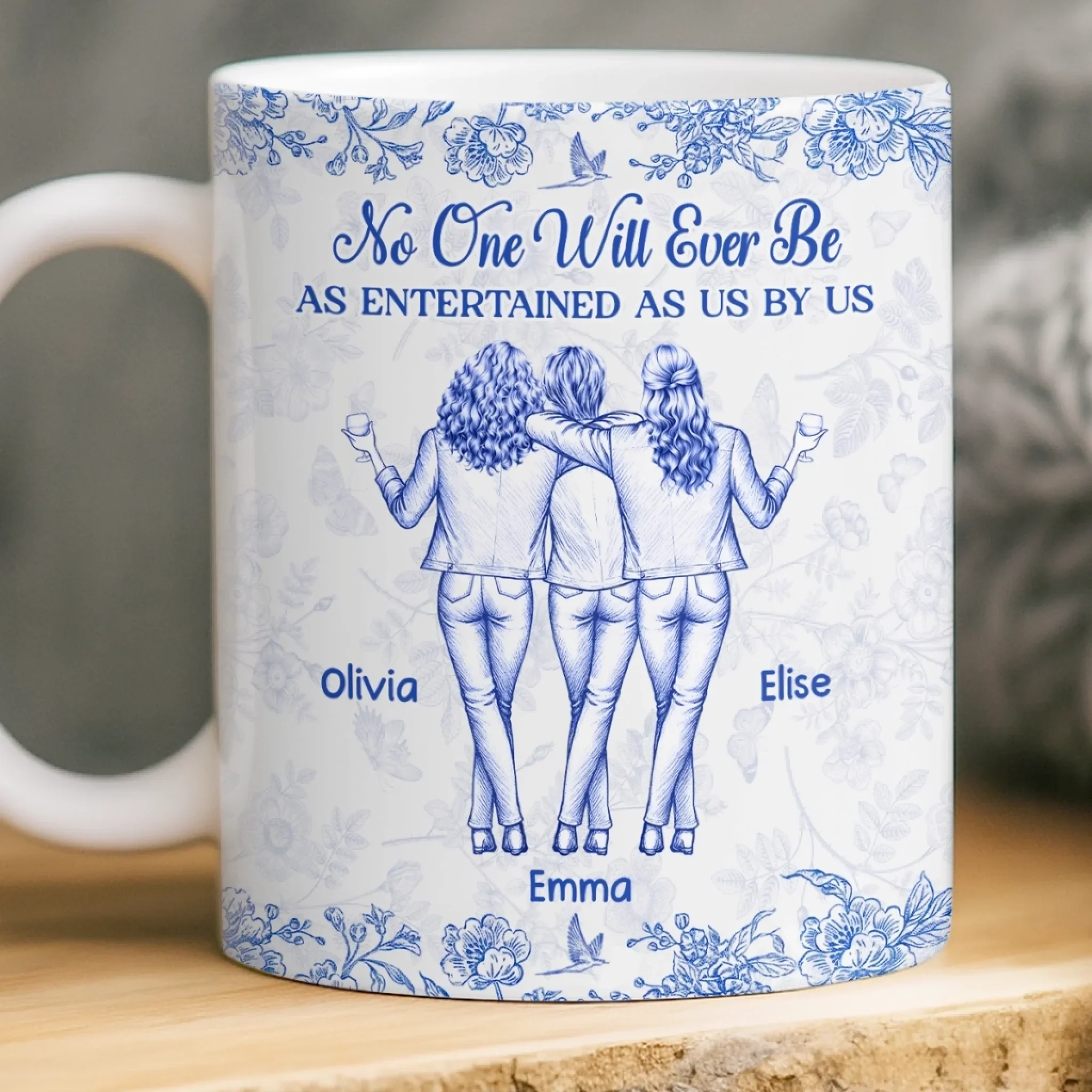 Custom Mug - Personalized Best Friend Birthday Gifts For Women, Besties, Sisters, BFF - Only Happy Vibes Here