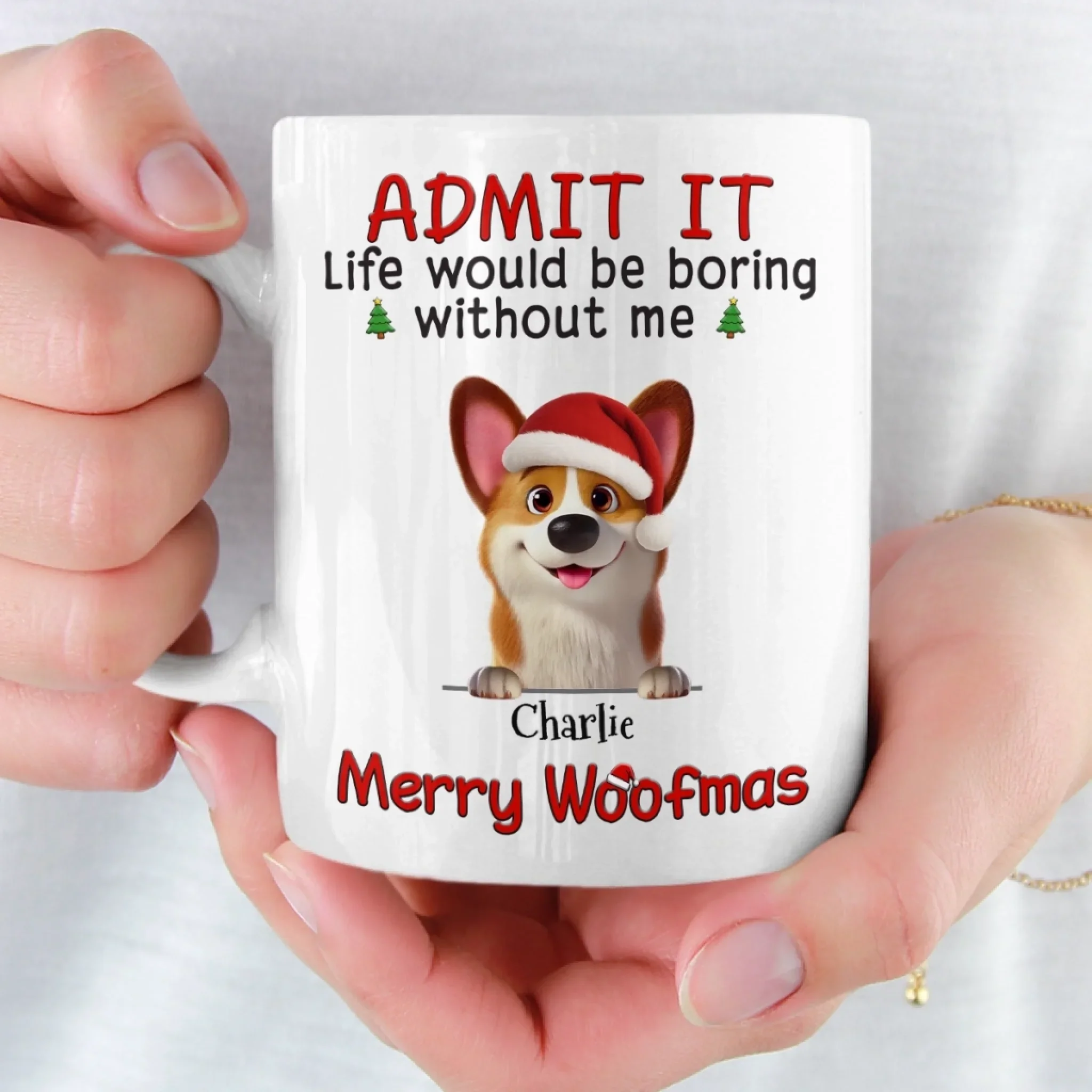 Custom Mug - Personalized Christmas Birthday Gifts For Dog Lovers, Dog Dad And Mom - Santa’s Favorite Troublemaker - Image 5