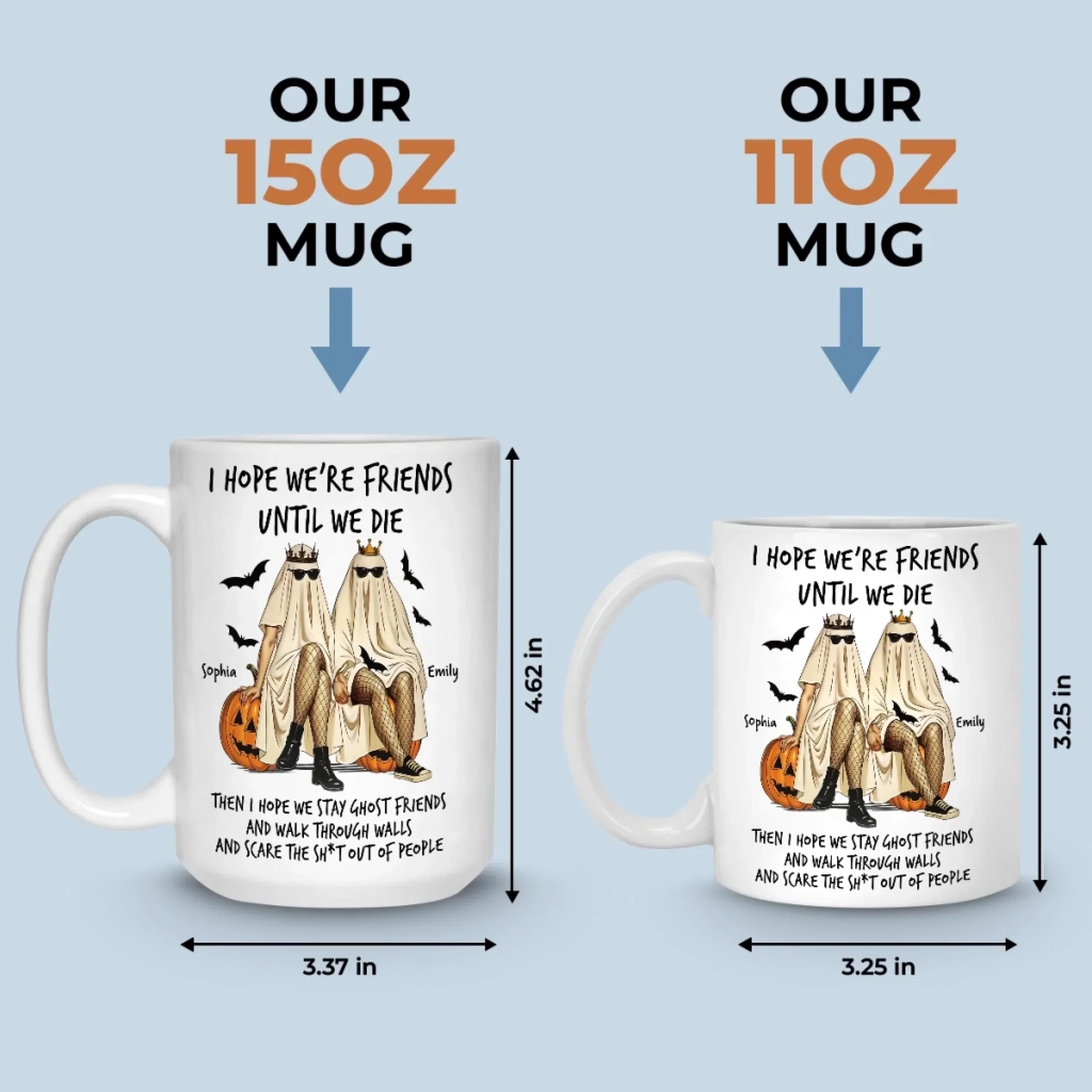 Custom Mug - Personalized Halloween Birthday Gifts For Women, Besties, Sisters, BFF - Ghostly Giggles With My Bestie - Image 6